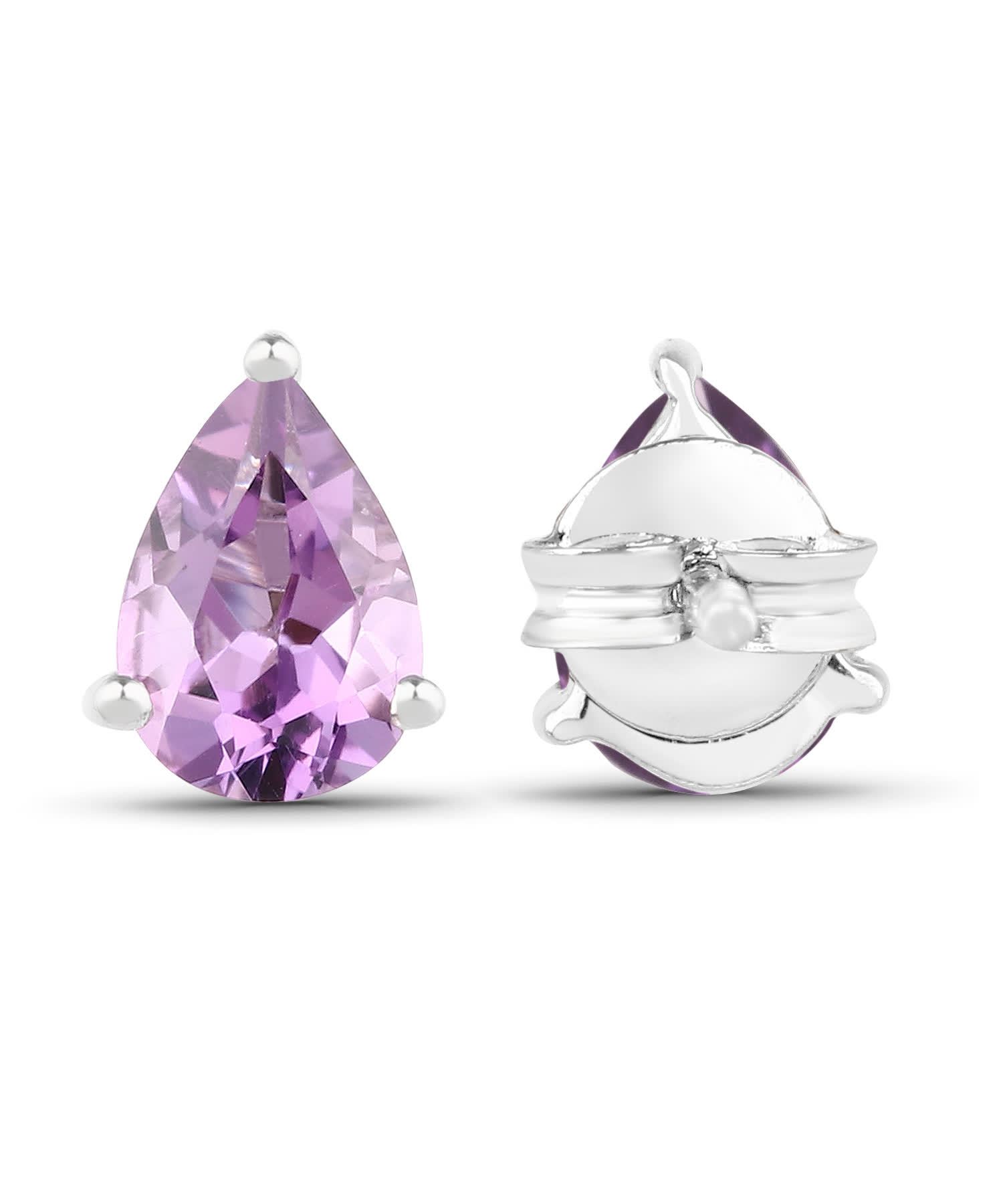 1.25ctw Natural Amethyst Rhodium Plated 925 Sterling Silver Stud Earrings View 3