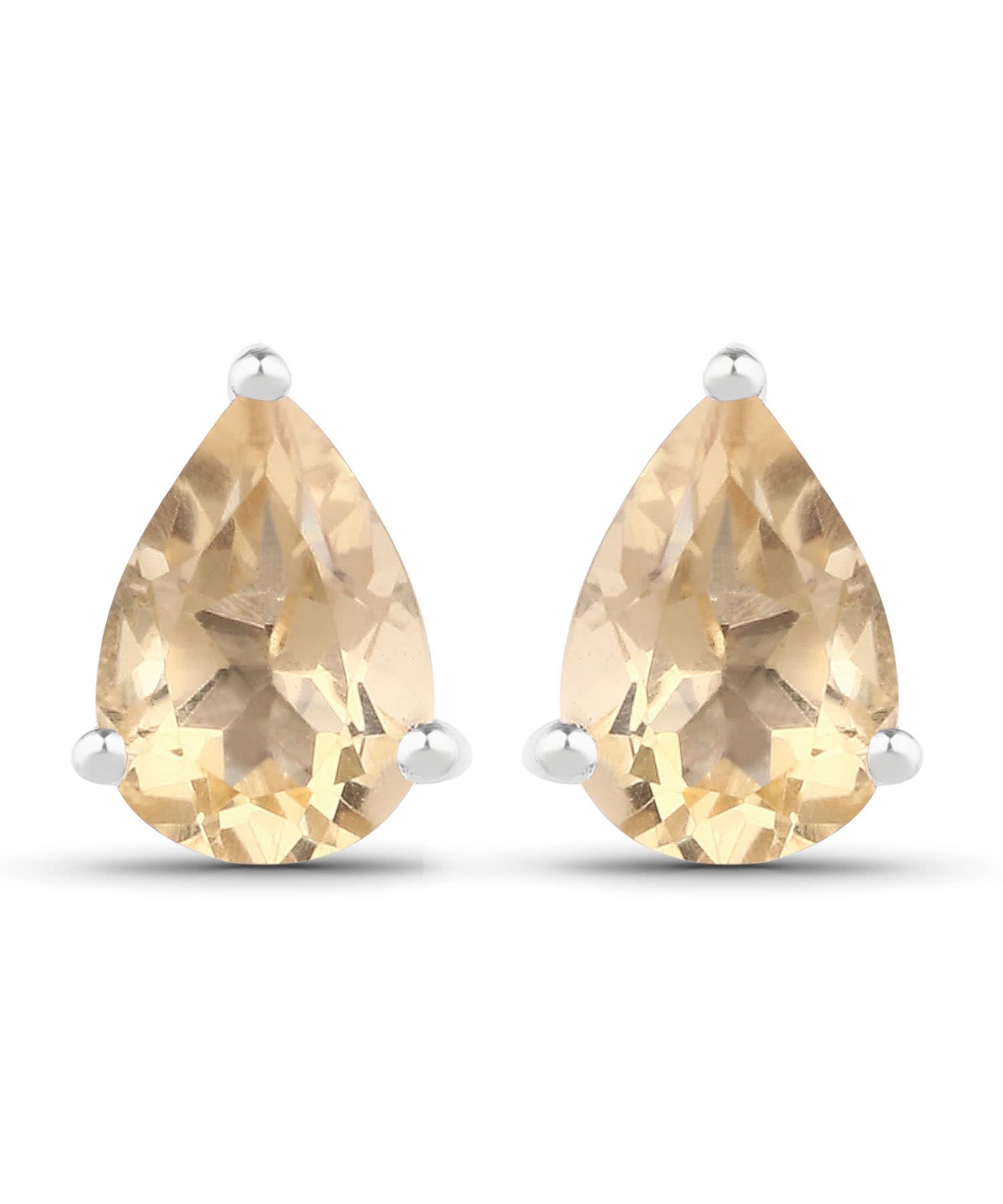 1.31ctw Natural Citrine Rhodium Plated 925 Sterling Silver Stud Earrings View 1