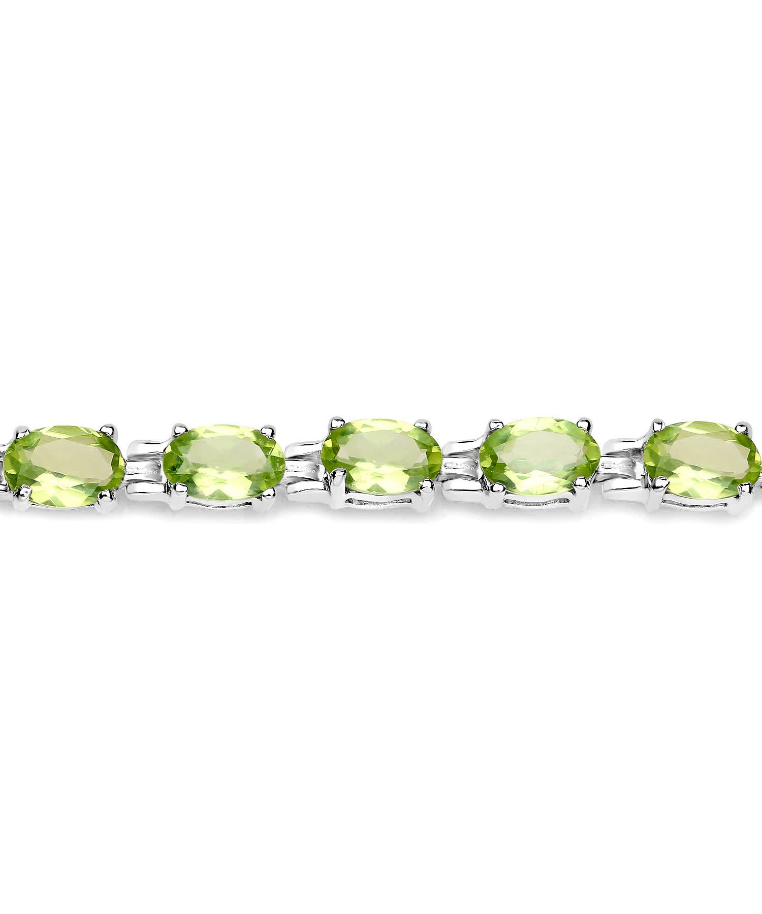 9.03ctw Natural Peridot Rhodium Plated 925 Sterling Silver Tennis Bracelet View 2