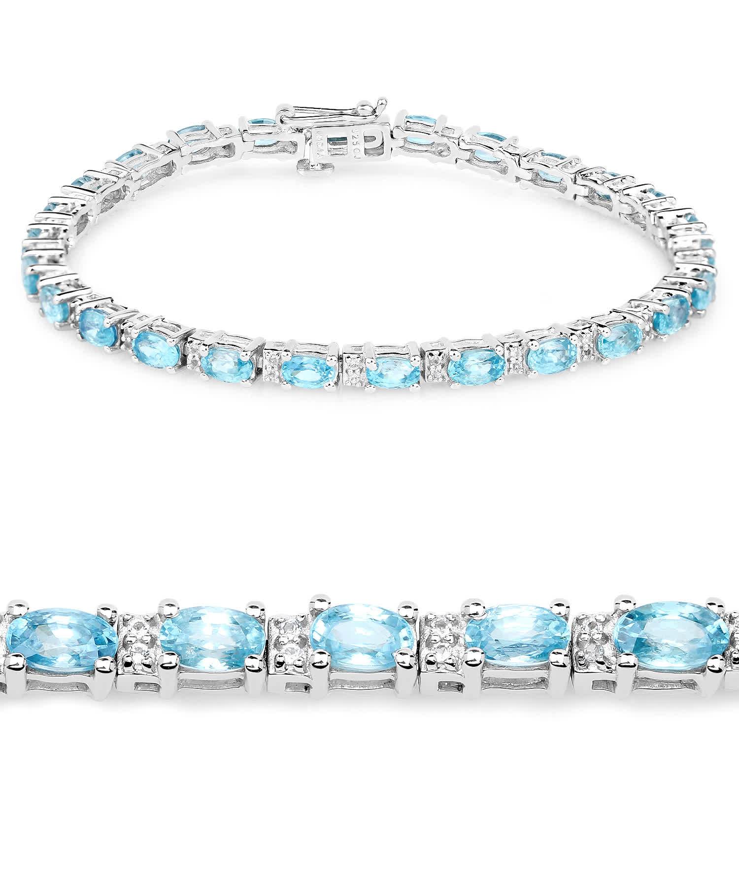 8.84ctw Natural Zircon and Topaz Rhodium Plated 925 Sterling Silver Tennis Bracelet View 2