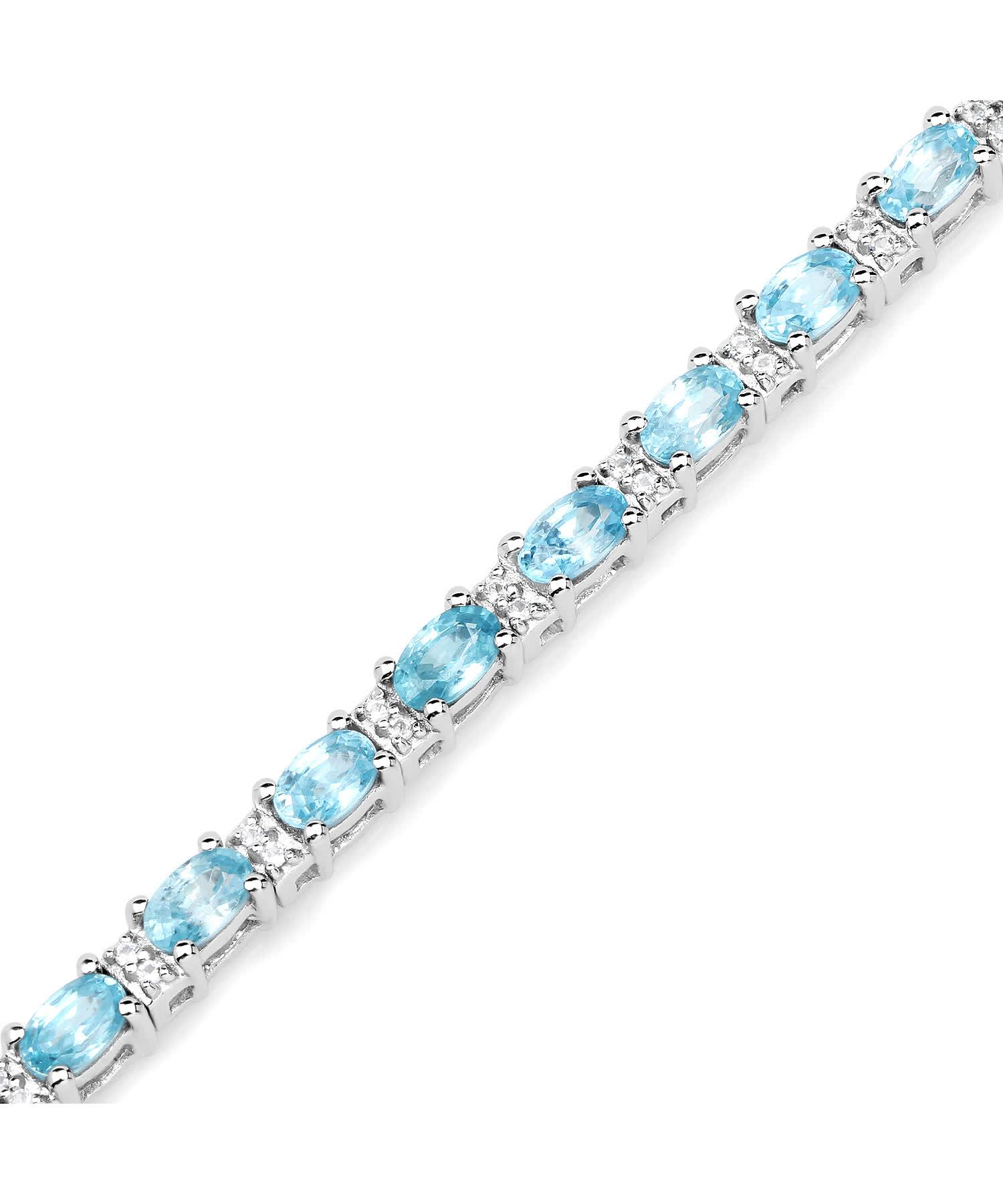 8.84ctw Natural Zircon and Topaz Rhodium Plated 925 Sterling Silver Tennis Bracelet View 3
