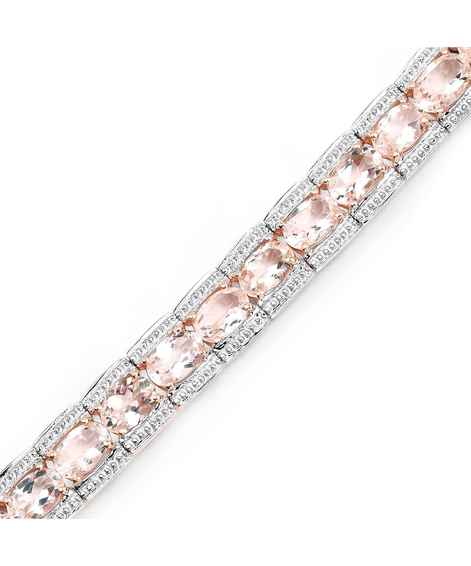 11.61ctw Natural Peach Morganite 18k Gold Plated 925 Sterling Silver Link Bracelet View 3