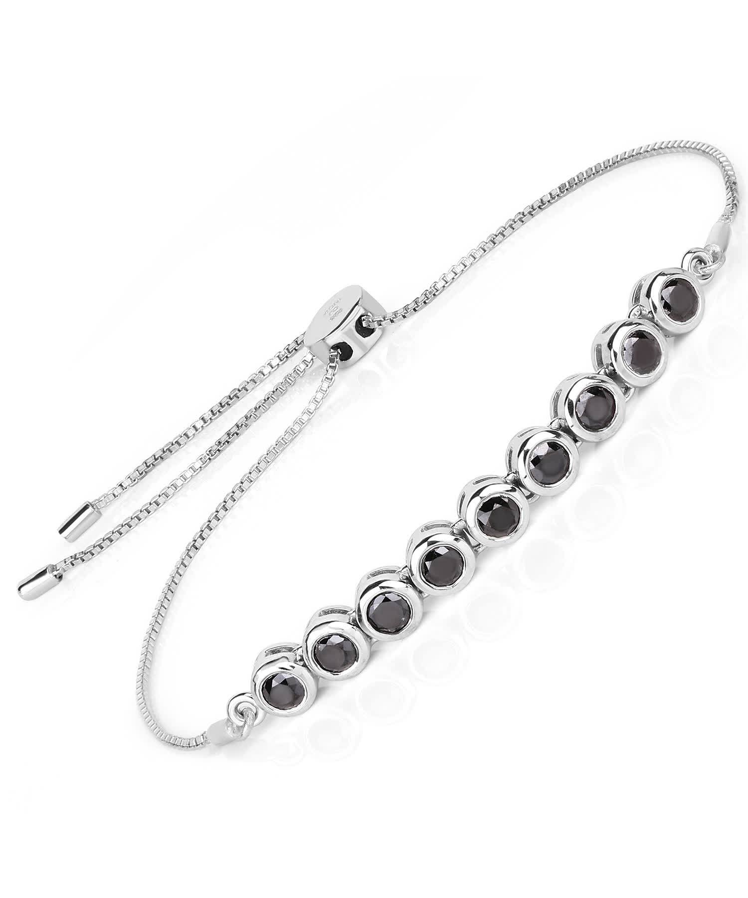 1.58ctw Natural Diamond Rhodium Plated 925 Sterling Silver Bolo Bracelet View 1