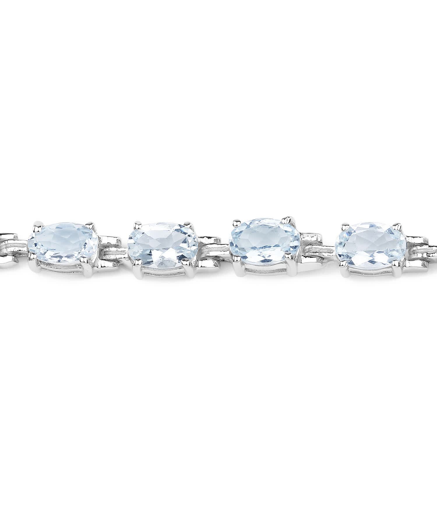 8.80ctw Natural Icy Sky Blue Aquamarine Rhodium Plated 925 Sterling Silver Tennis Bracelet View 3