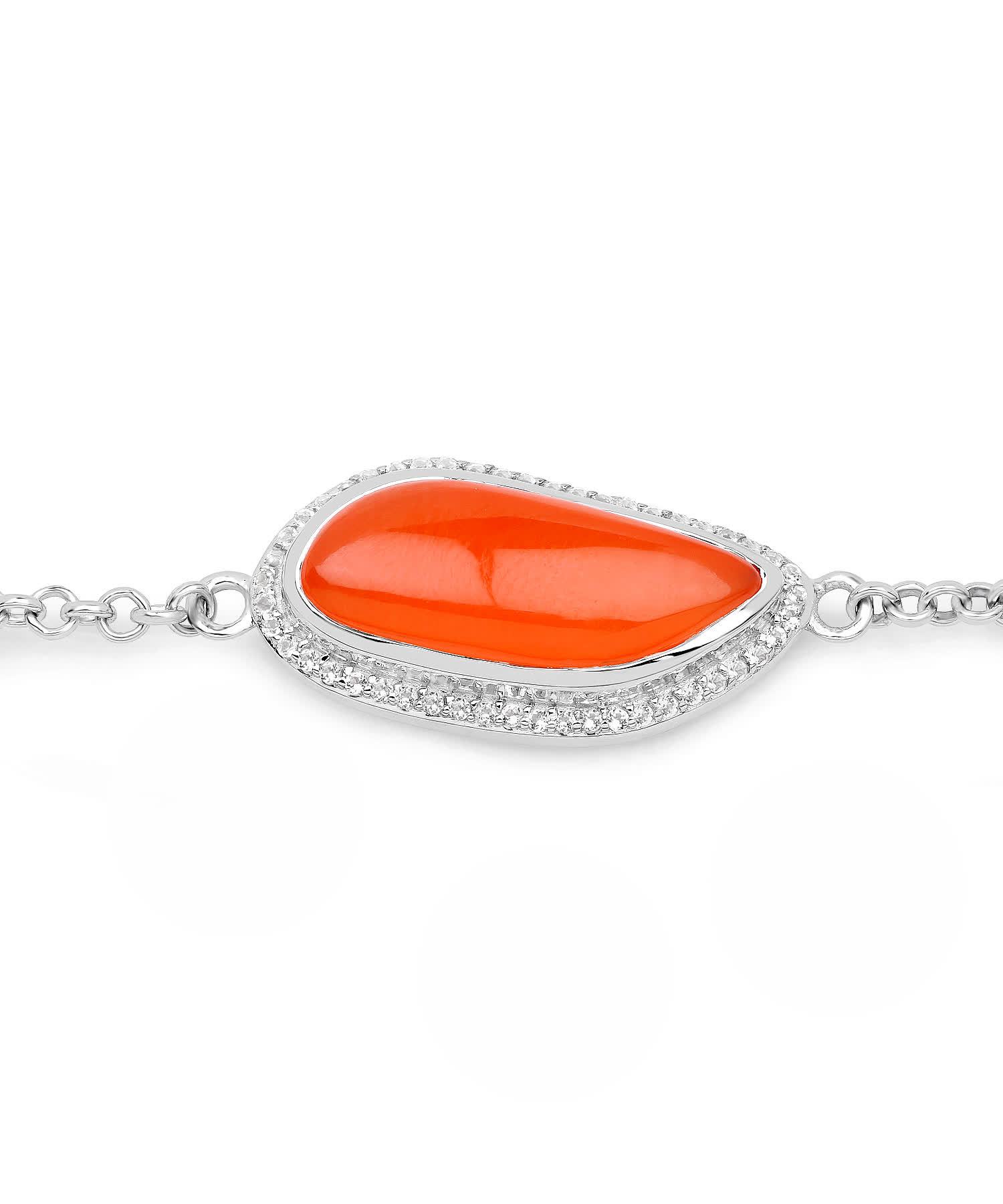 5.28ctw Natural Carnelian Rhodium Plated 925 Sterling Silver Link Bracelet View 3