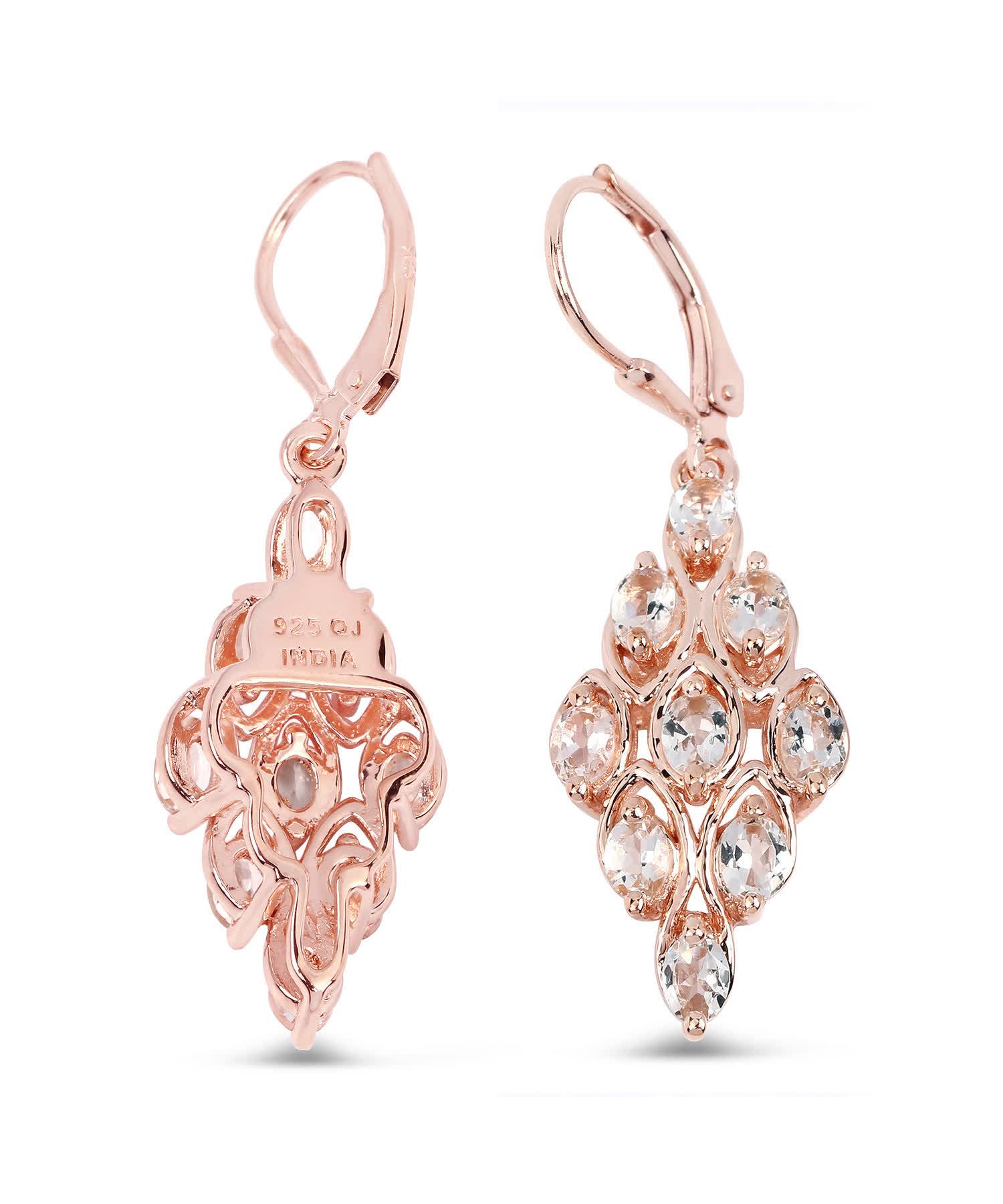 2.70ctw Natural Morganite 18k Gold Plated 925 Sterling Silver Dangle Earrings View 2