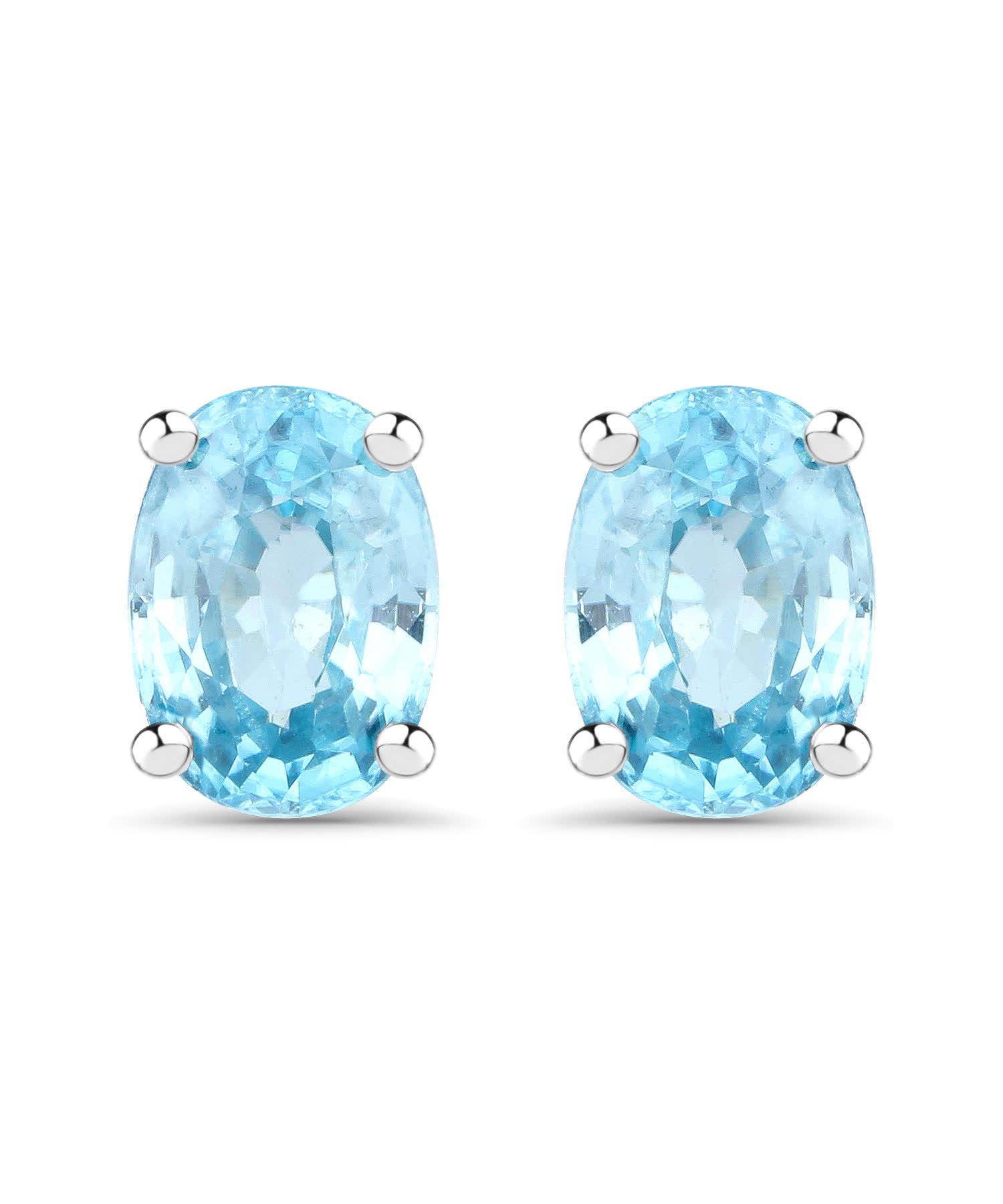 2.40ctw Natural Zircon Rhodium Plated 925 Sterling Silver Stud Earrings View 1