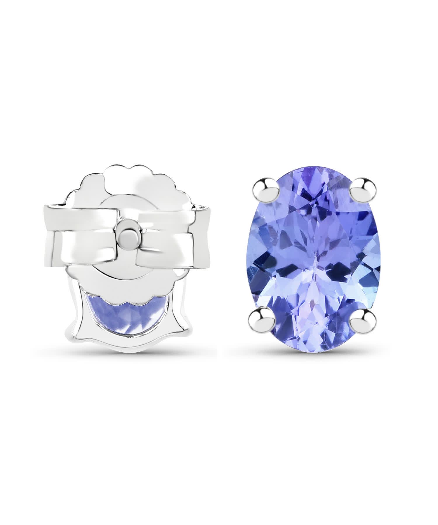 1.50ctw Natural Tanzanite Rhodium Plated 925 Sterling Silver Stud Earrings View 3