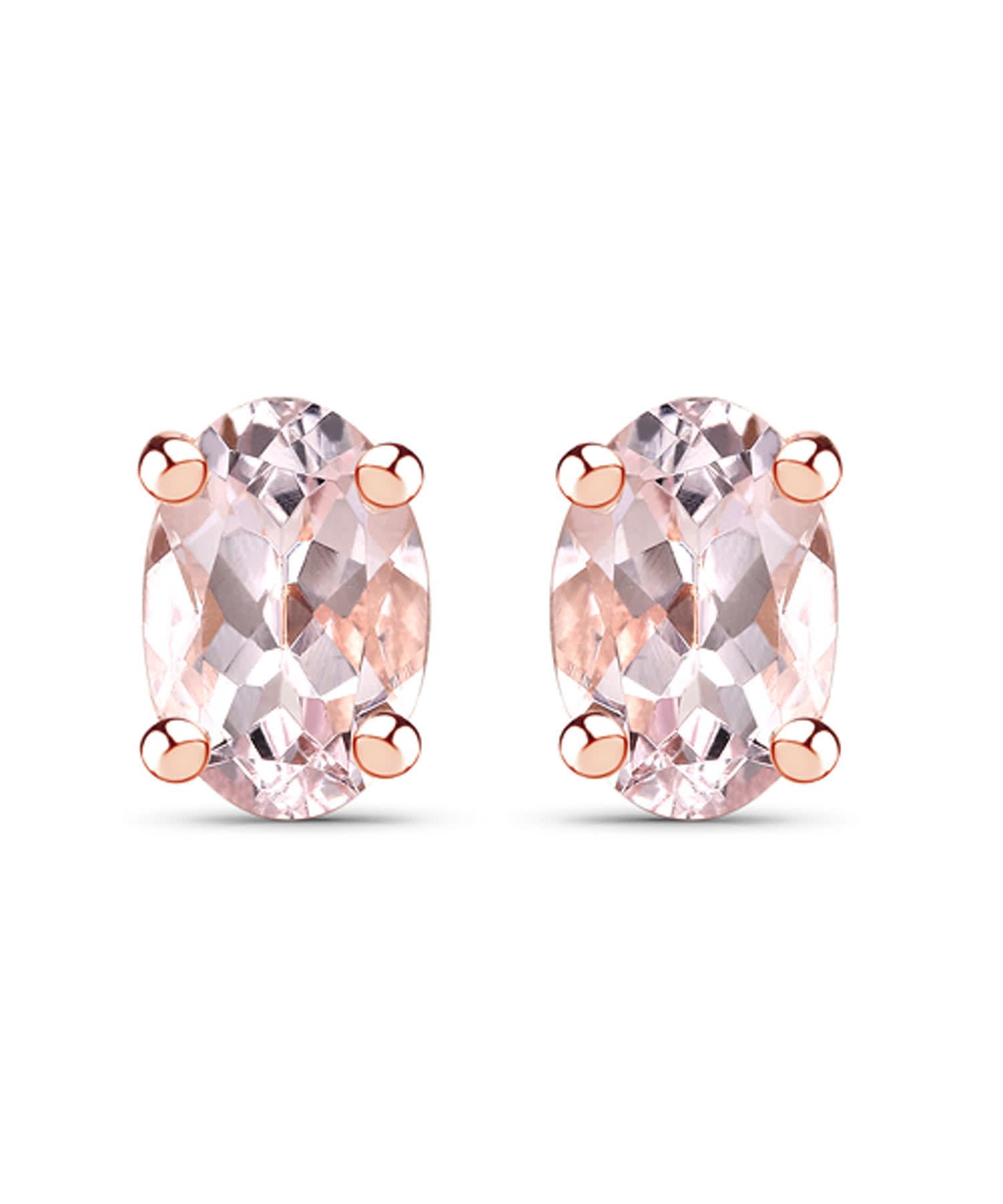 0.43ctw Natural Morganite 18k Gold Plated 925 Sterling Silver Stud Earrings View 1