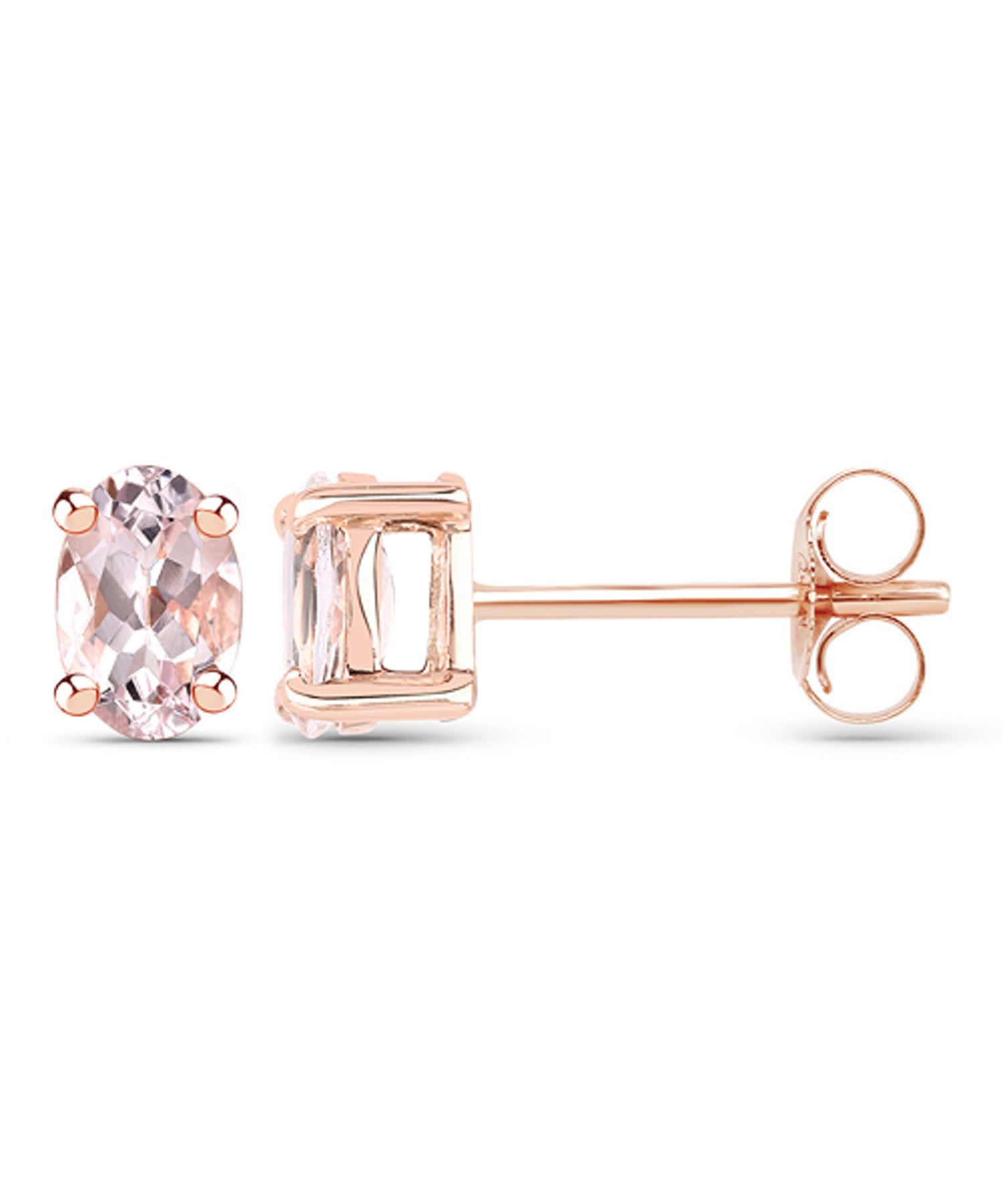 0.43ctw Natural Morganite 18k Gold Plated 925 Sterling Silver Stud Earrings View 2