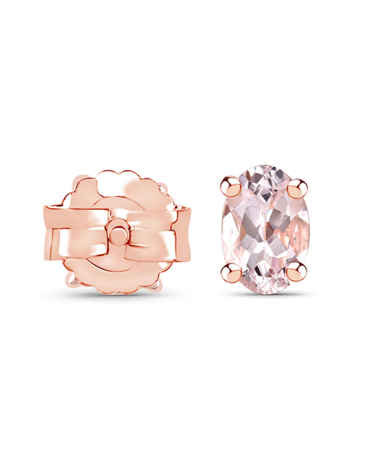 0.43ctw Natural Morganite 18k Gold Plated 925 Sterling Silver Stud Earrings View 3