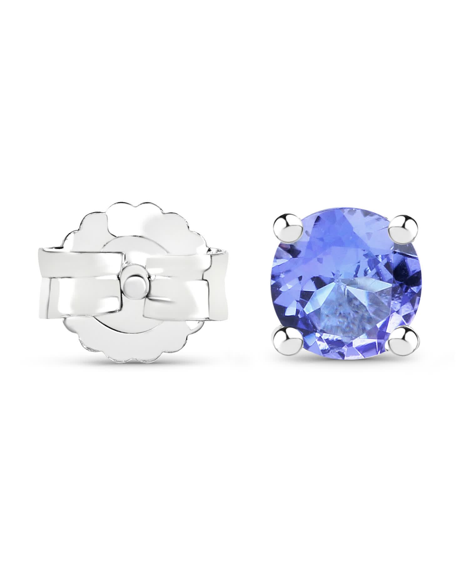 0.46ctw Natural Tanzanite Rhodium Plated 925 Sterling Silver Stud Earrings View 3