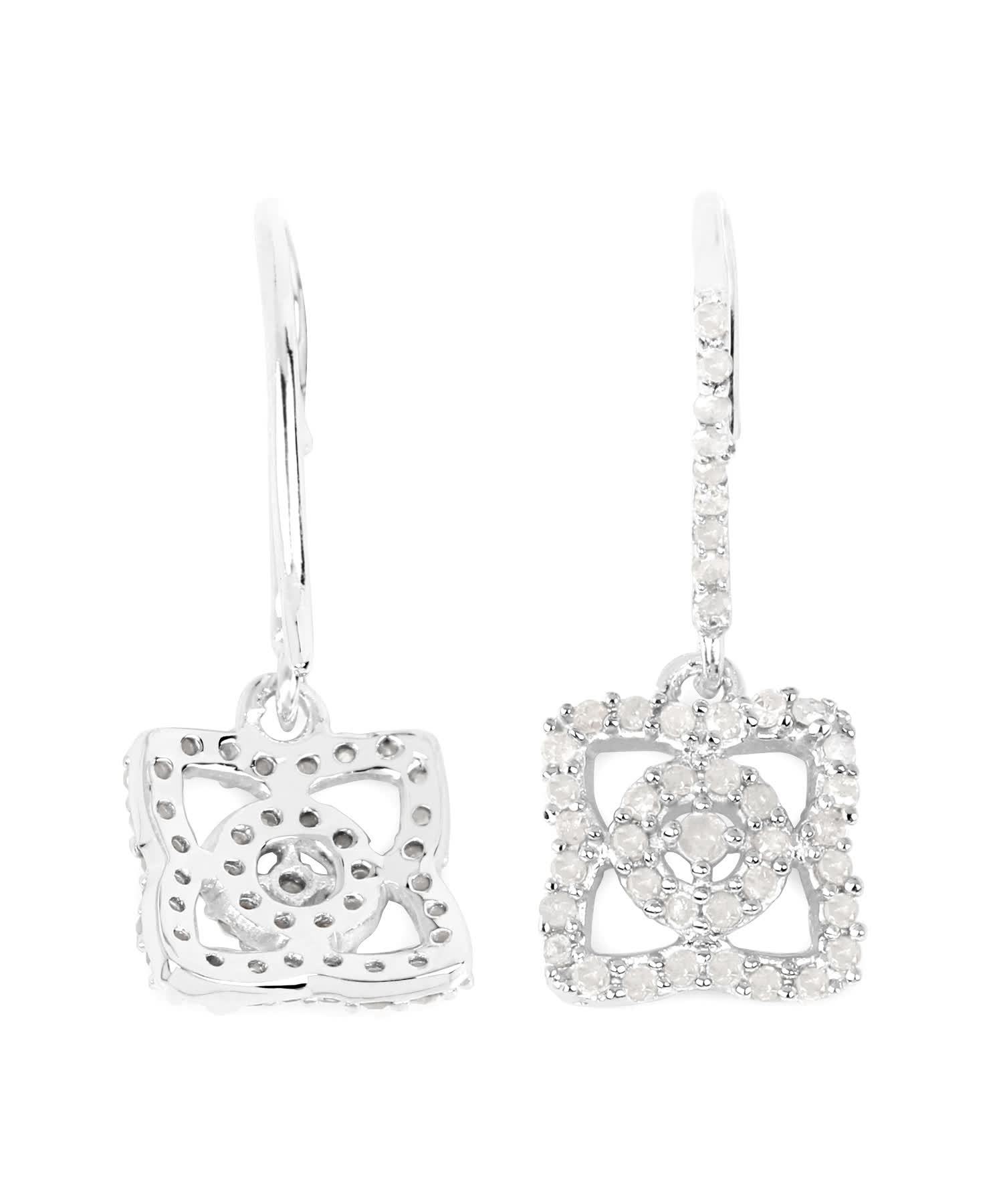 0.56ctw Icy Diamond Rhodium Plated 925 Sterling Silver Dangle Earrings View 3