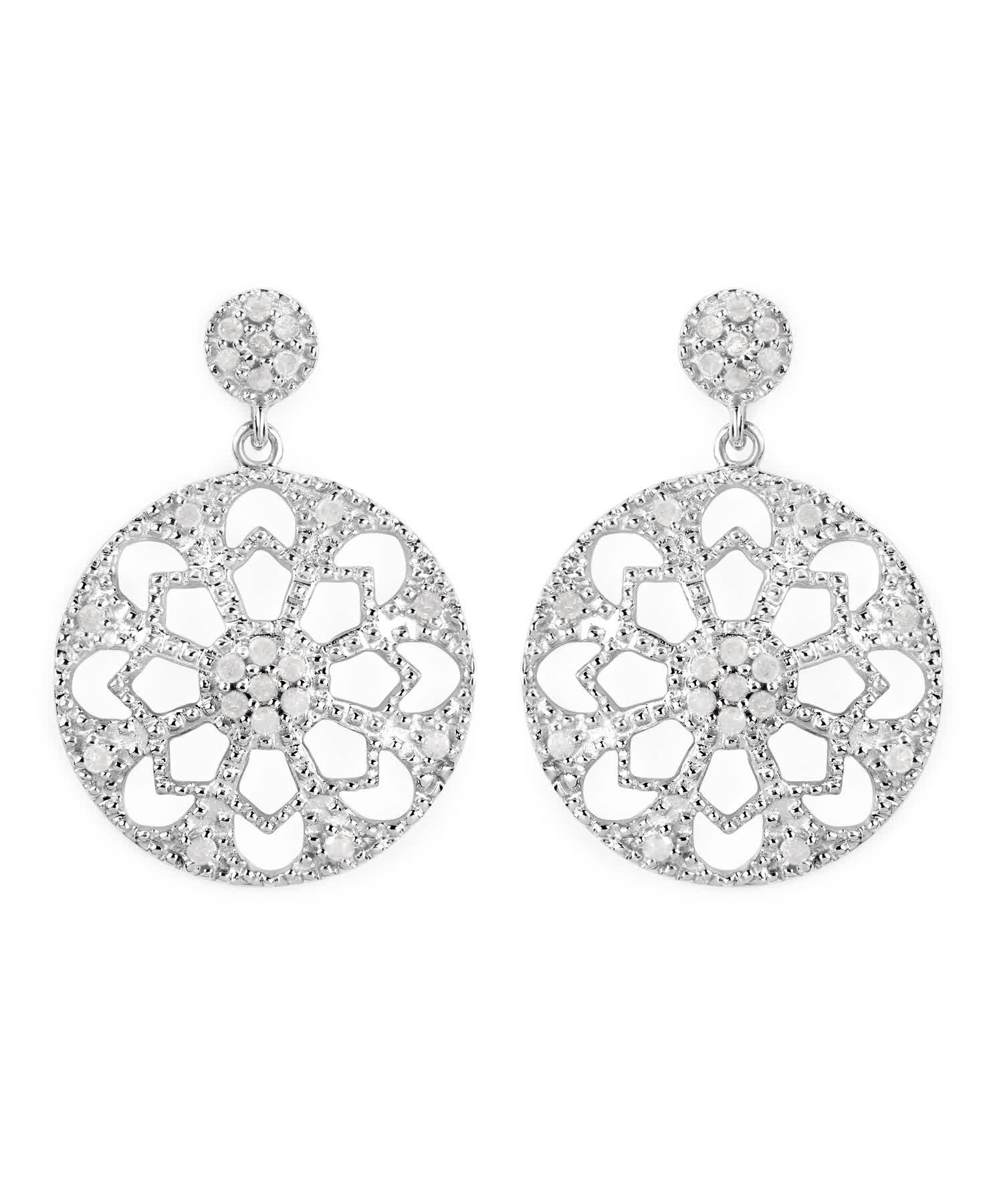 0.60ctw Icy Diamond Rhodium Plated 925 Sterling Silver Circle Dangle Earrings View 1