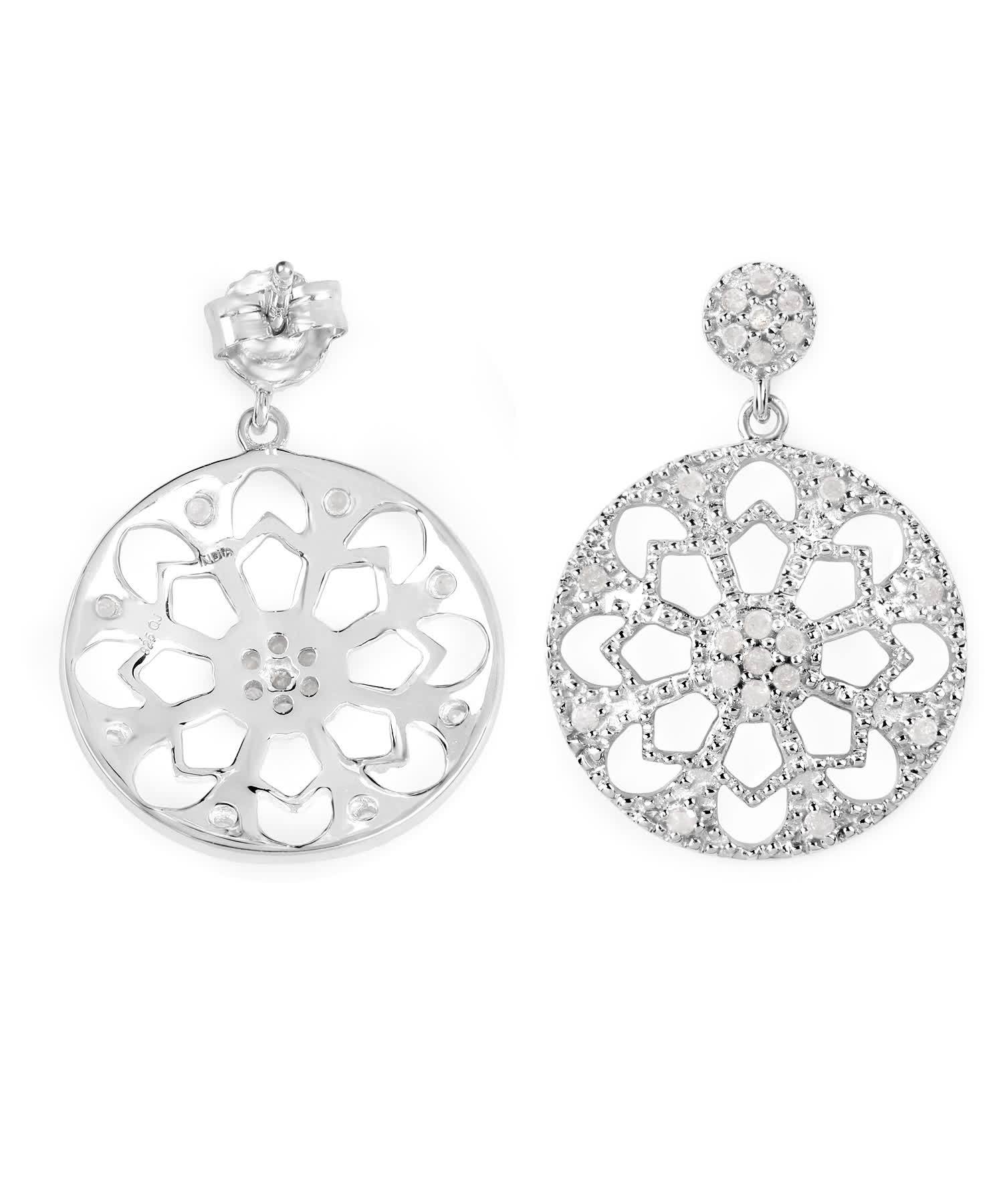 0.60ctw Icy Diamond Rhodium Plated 925 Sterling Silver Circle Dangle Earrings View 3