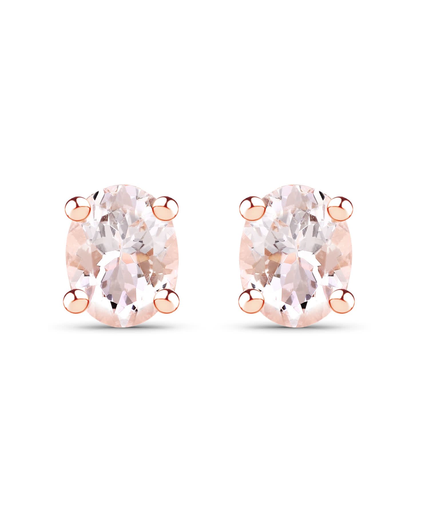 0.50ctw Natural Morganite 14k Gold Plated 925 Sterling Silver Stud Earrings View 1