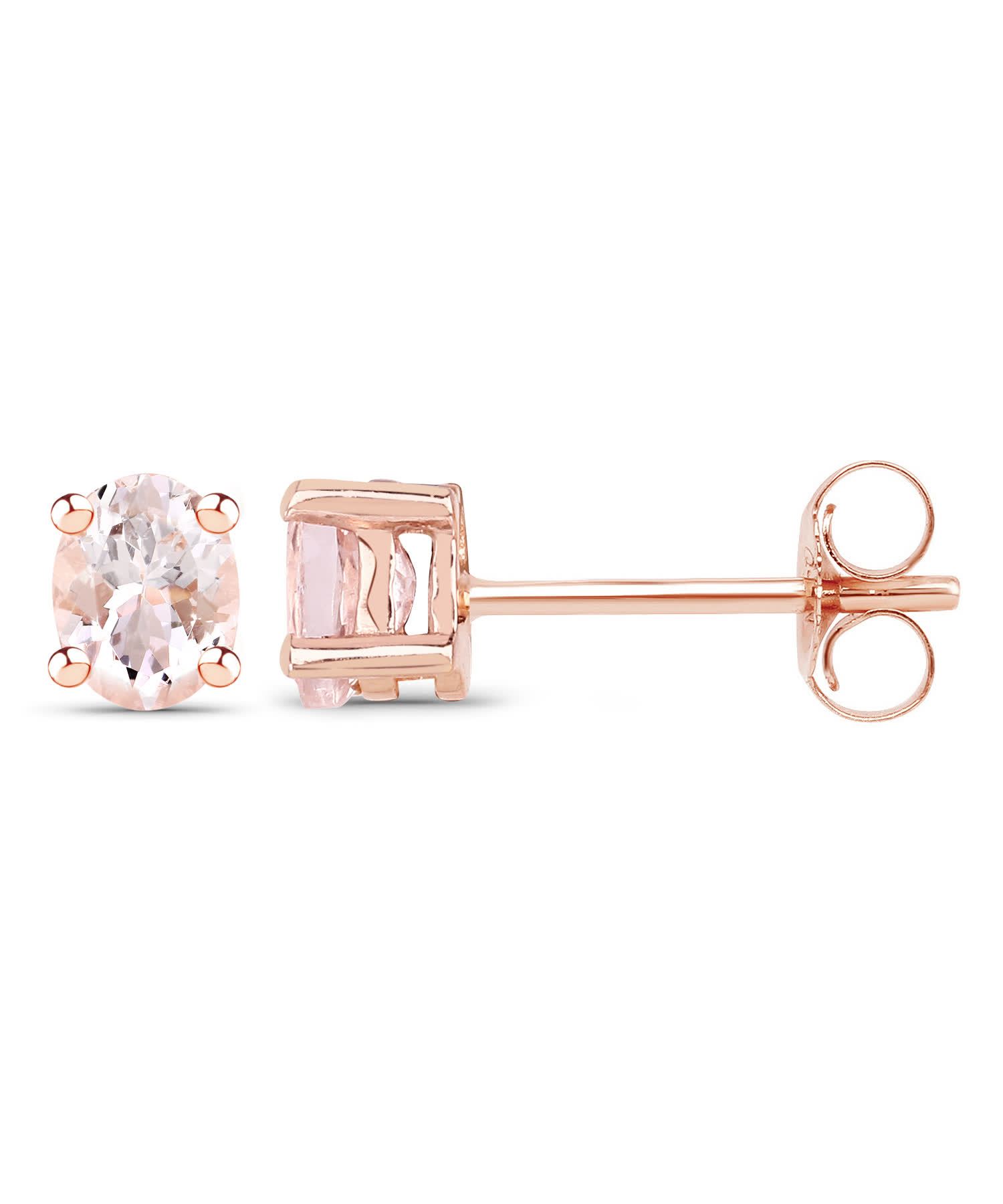0.50ctw Natural Morganite 14k Gold Plated 925 Sterling Silver Stud Earrings View 2