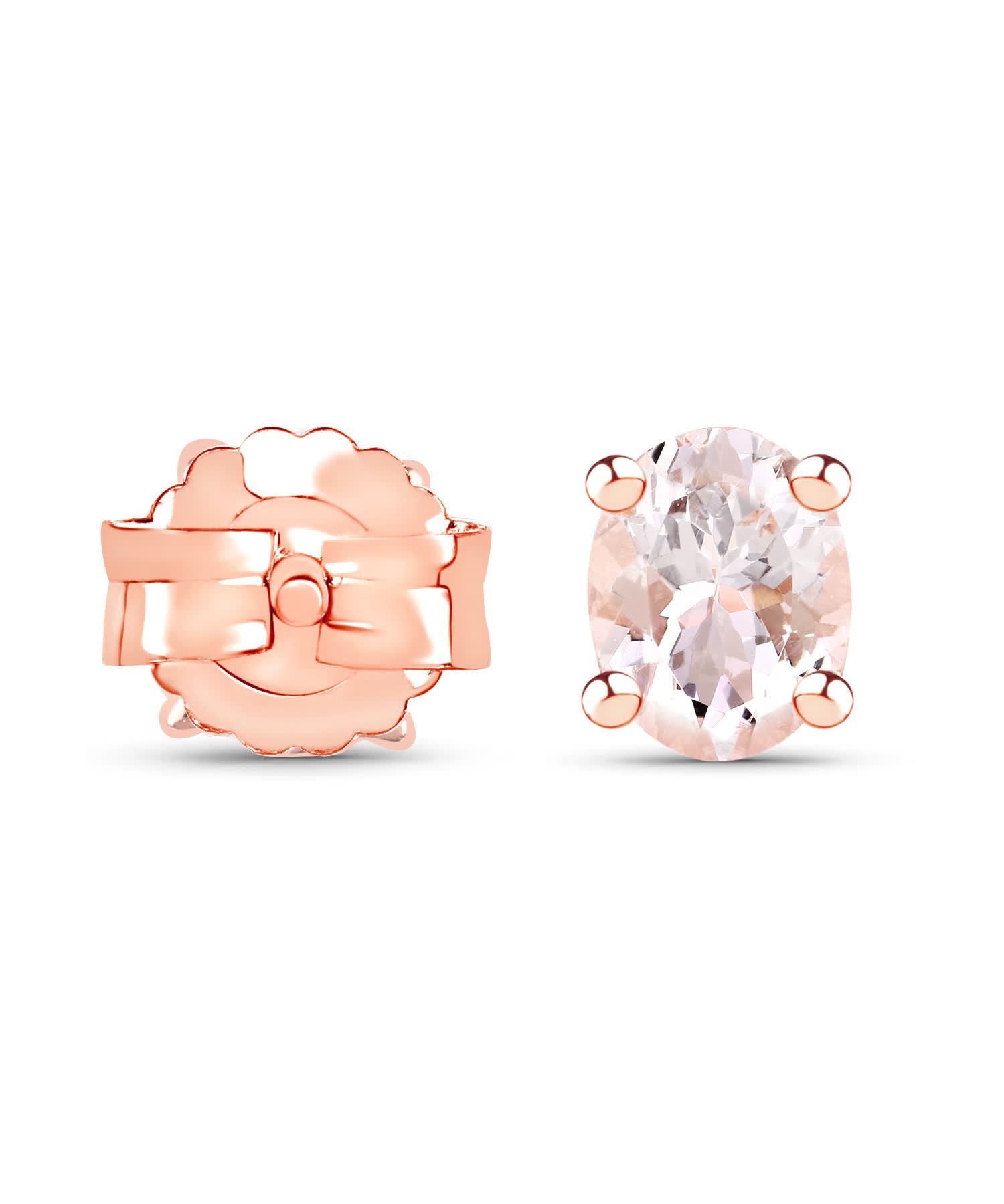 0.50ctw Natural Morganite 14k Gold Plated 925 Sterling Silver Stud Earrings View 3