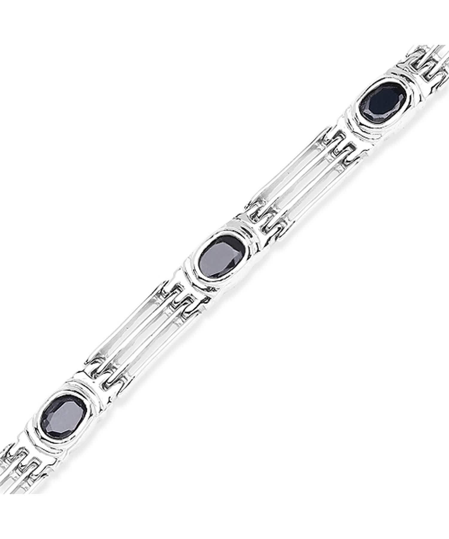 4.95ctw Natural Midnight Blue Sapphire Rhodium Plated 925 Sterling Silver Link Bracelet View 3