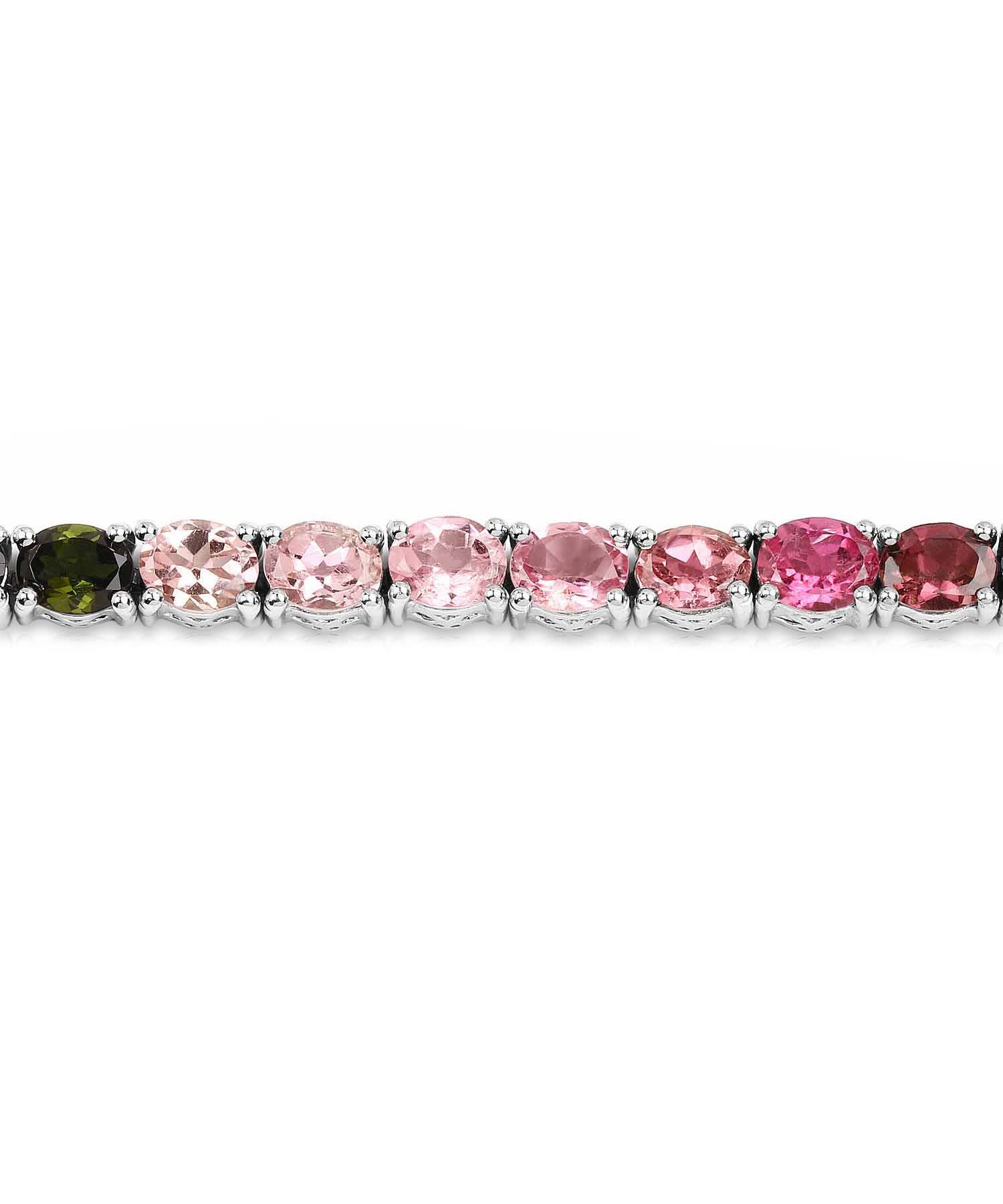 11.16ctw Natural Tourmaline Rhodium Plated 925 Sterling Silver Tennis Bracelet View 3