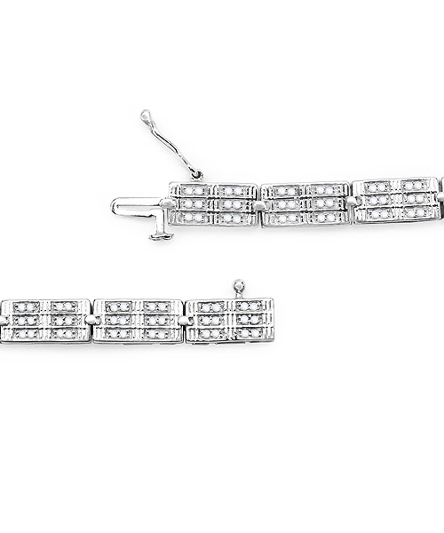 1.11ctw Icy Diamond Rhodium Plated 925 Sterling Silver Link Bracelet View 3