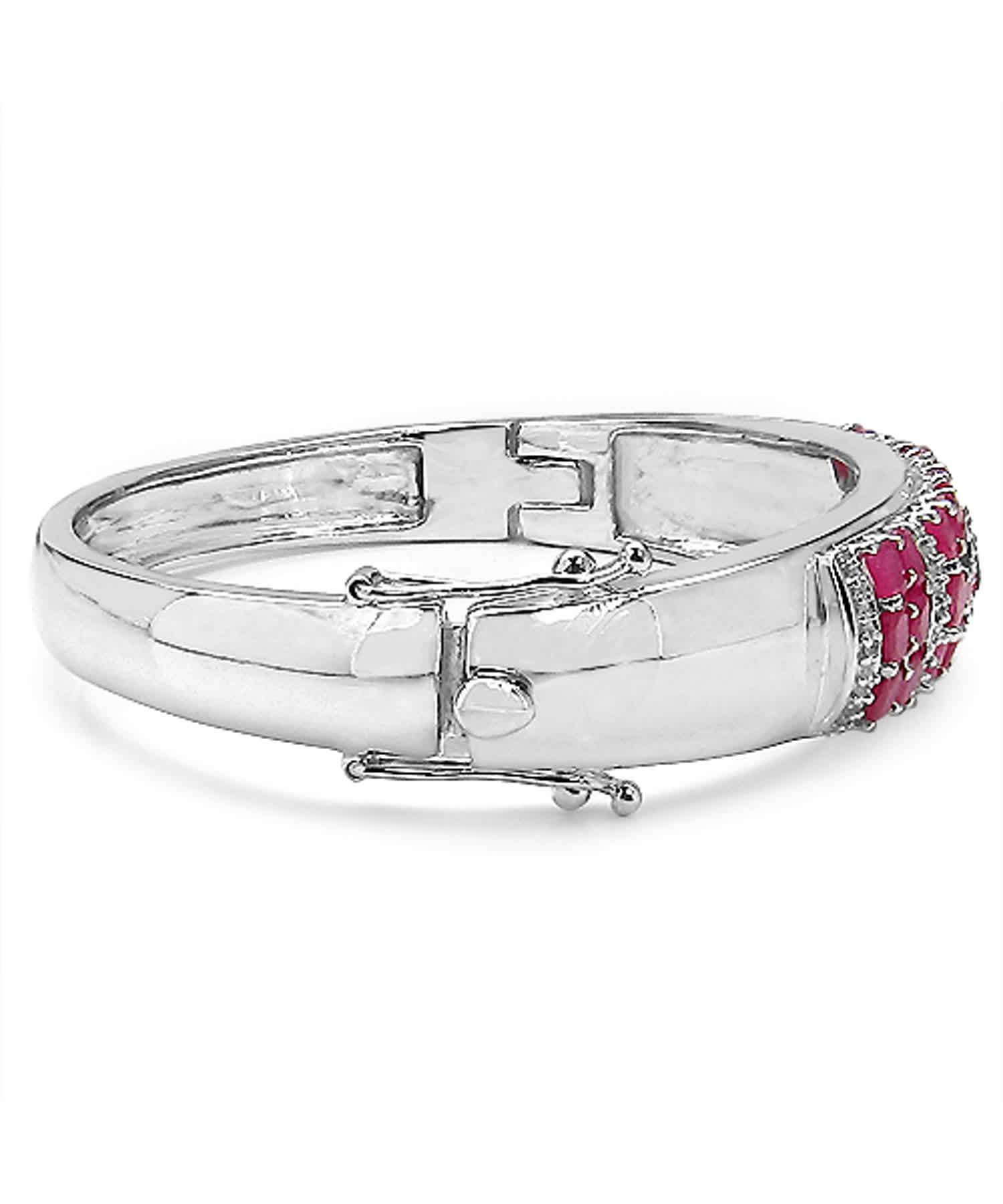 6.65ctw Natural Ruby and Topaz Rhodium Plated 925 Sterling Silver Bangle Bracelet View 3
