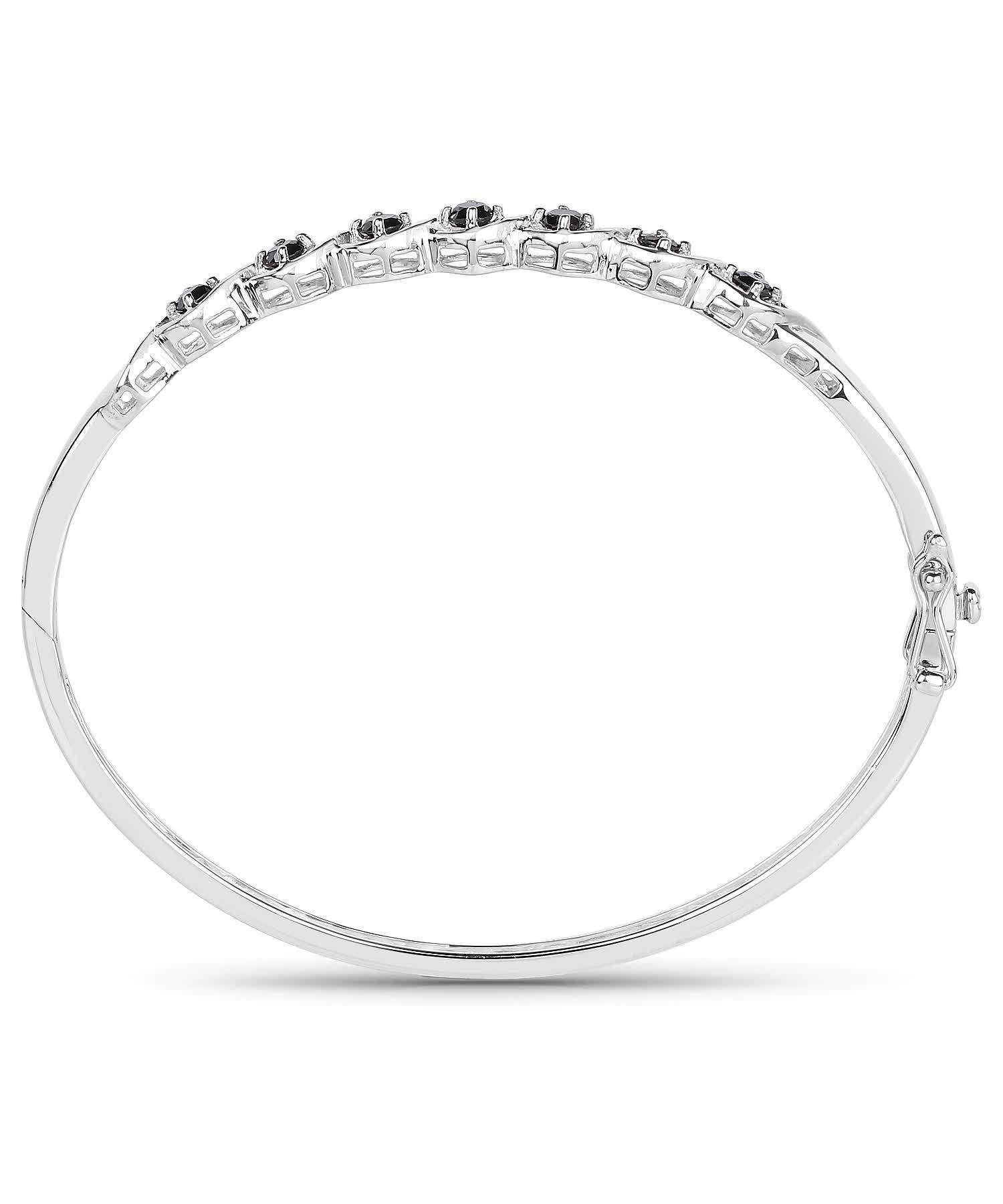 1.03ctw Black Diamond Rhodium Plated 925 Sterling Silver Bangle Bracelet View 2
