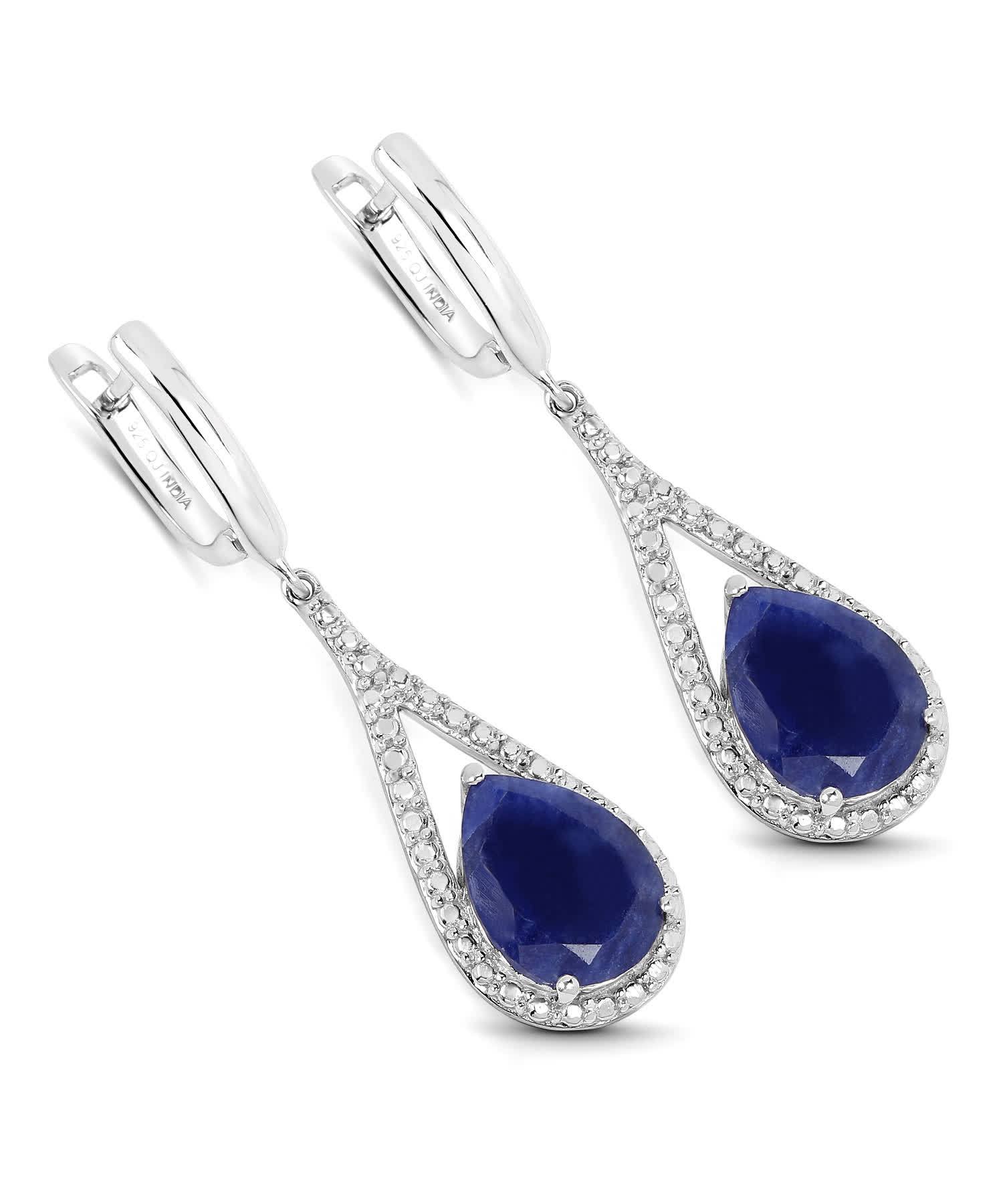 4.59ctw Natural Navy Aventurine Rhodium Plated 925 Sterling Silver Drop Earrings View 1
