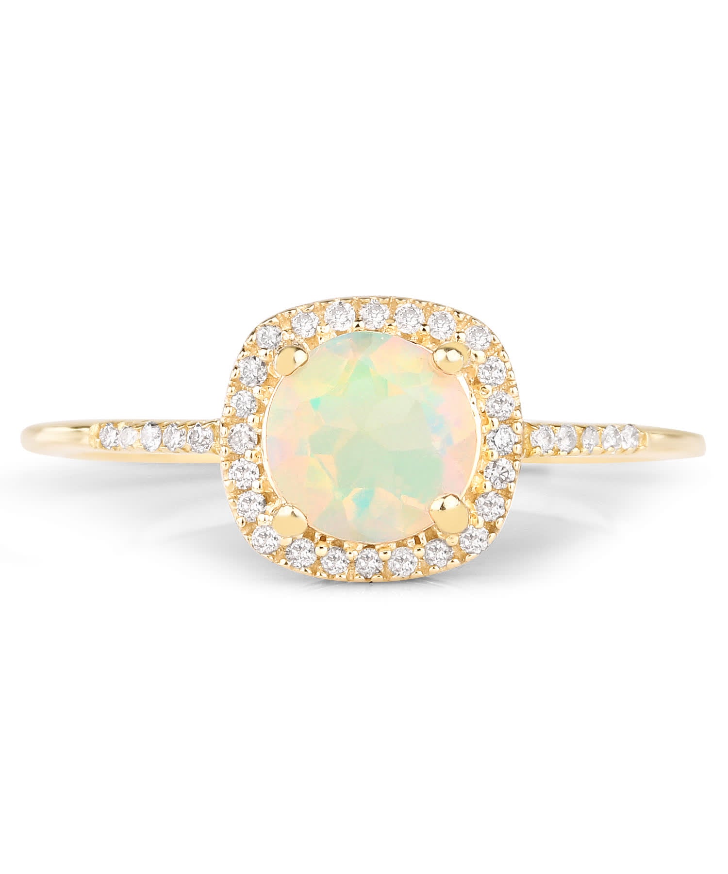 0.60 ctw Natural Ethiopian Opal and Diamond 14k Gold Halo Right Hand Ring View 3