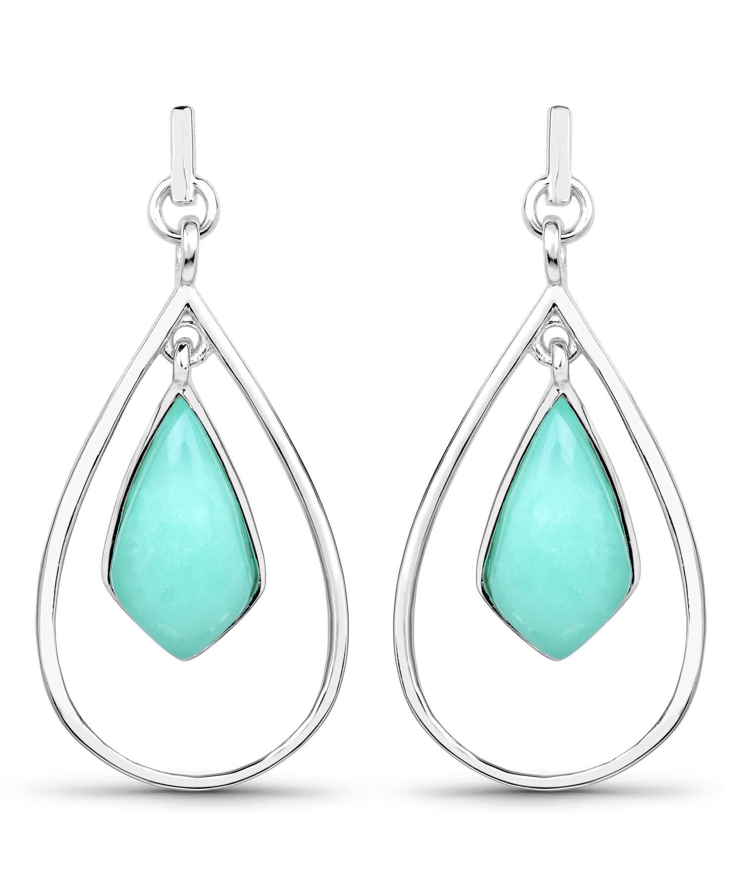 8.80ctw Natural Chrisoprase Rhodium Plated 925 Sterling Silver Drop Earrings View 1