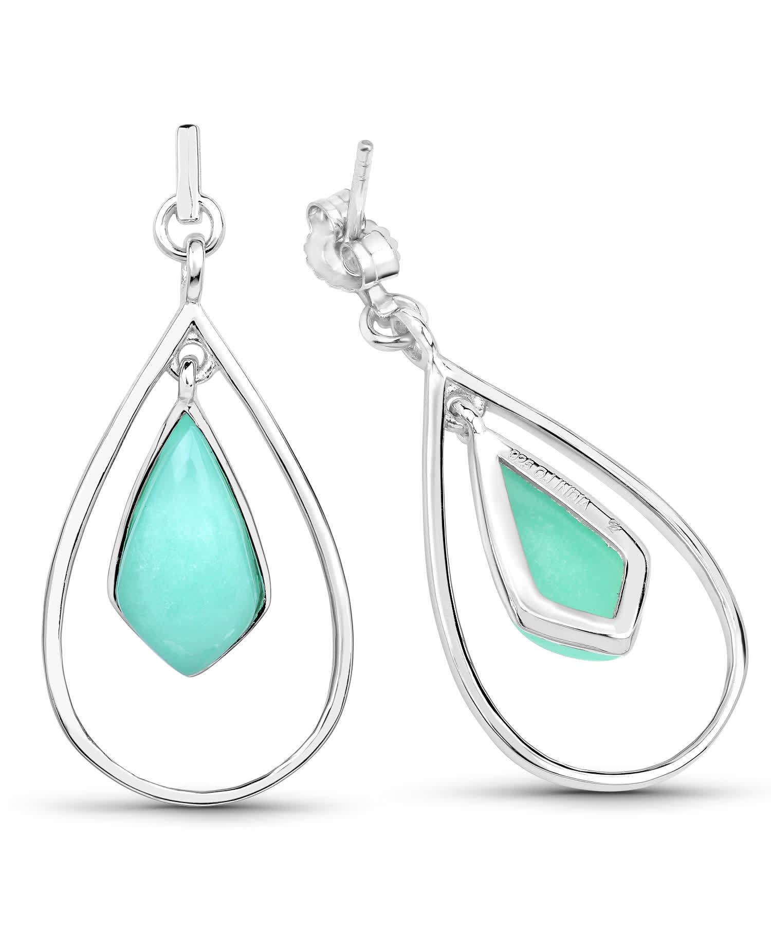 8.80ctw Natural Chrisoprase Rhodium Plated 925 Sterling Silver Drop Earrings View 2