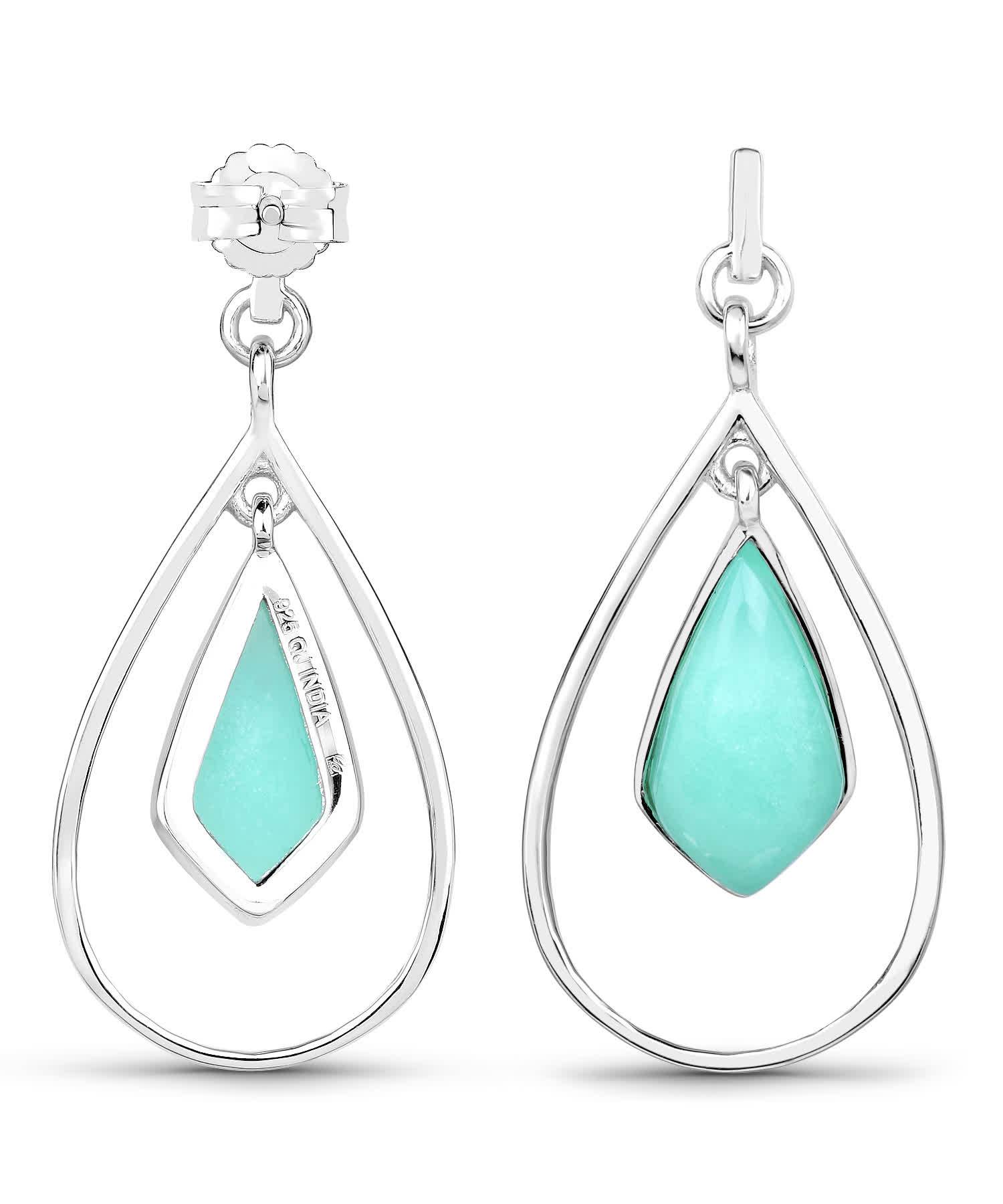 8.80ctw Natural Chrisoprase Rhodium Plated 925 Sterling Silver Drop Earrings View 3