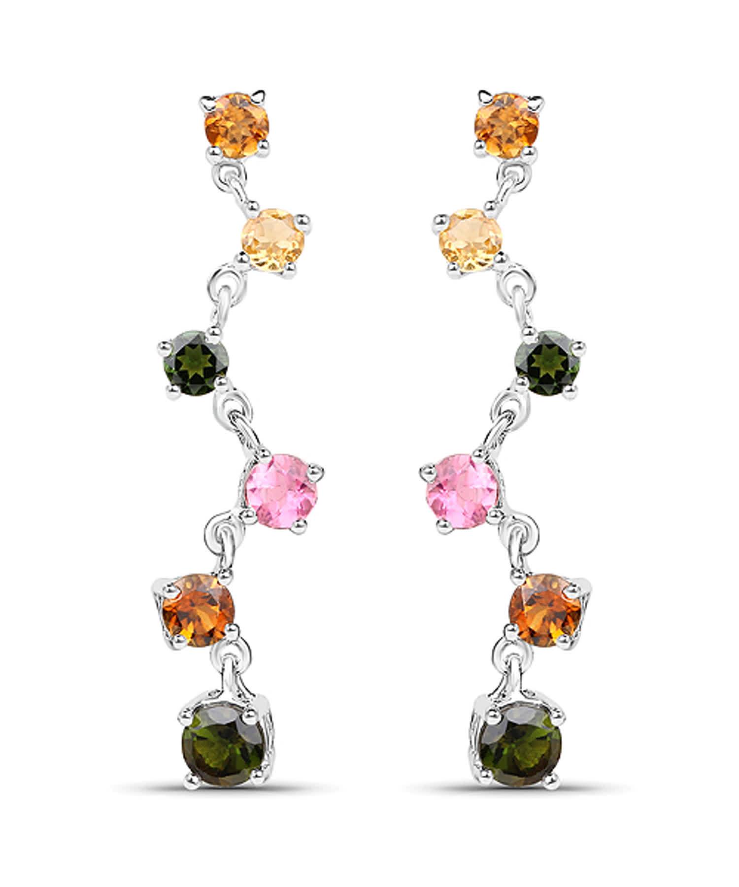 1.96ctw Natural Tourmaline Rhodium Plated 925 Sterling Silver Earrings View 1