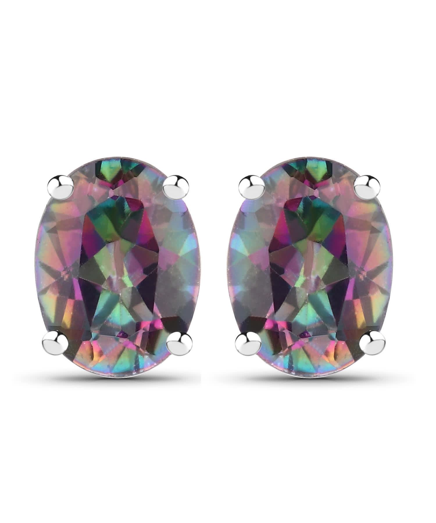 2.76ctw Natural Mystic Topaz Rhodium Plated 925 Sterling Silver Stud Earrings View 1