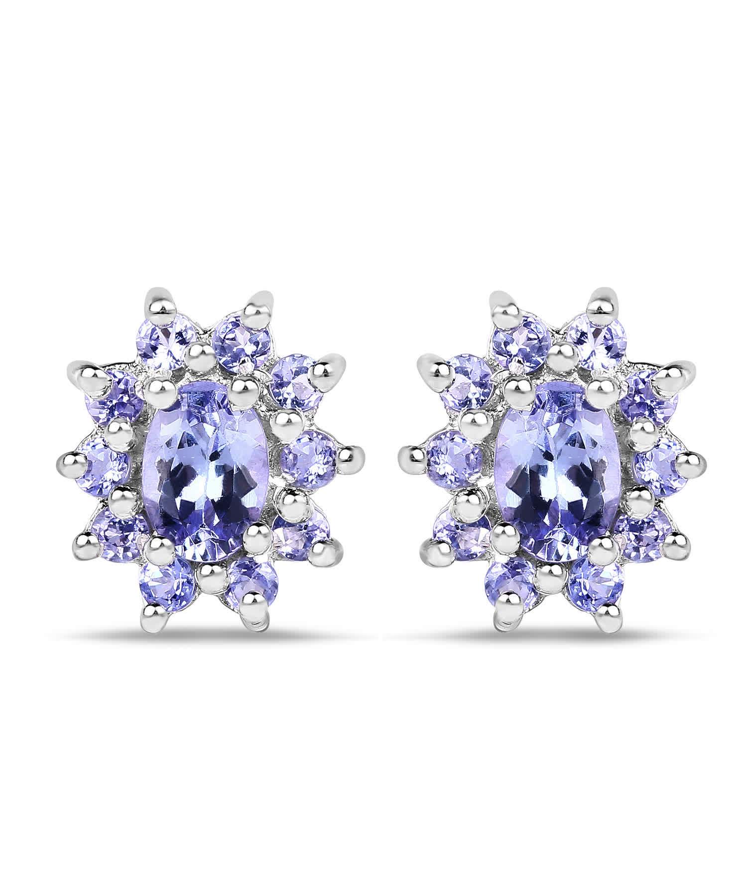 1.58ctw Natural Tanzanite Rhodium Plated 925 Sterling Silver Earrings View 1