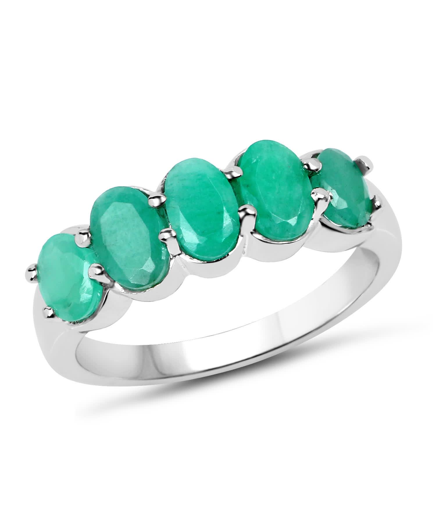 1.78ctw Natural Emerald Rhodium Plated 925 Sterling Silver Right Hand Ring View 1