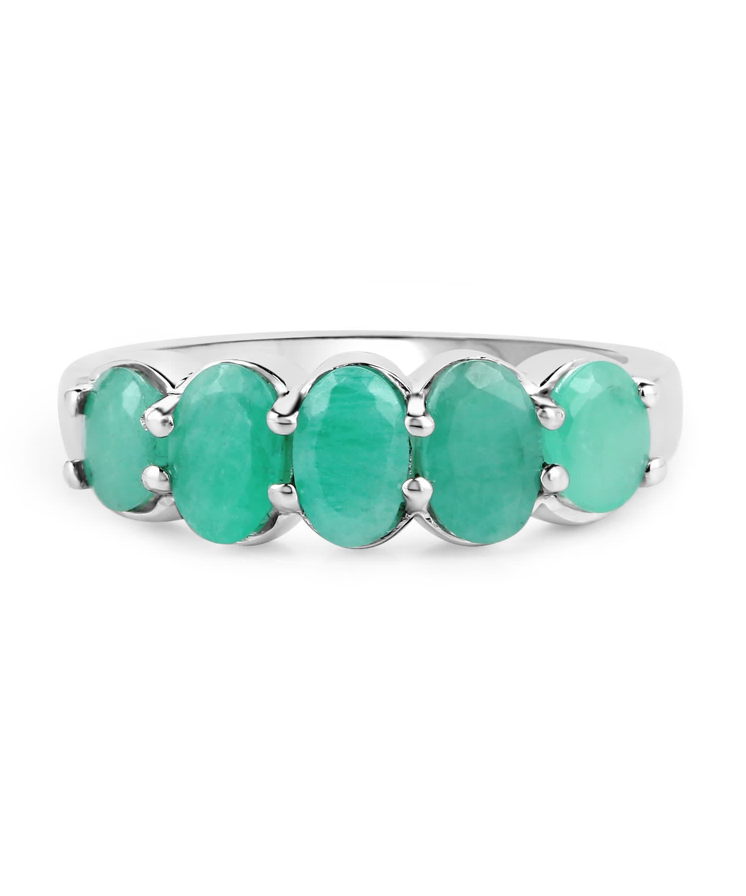 1.78ctw Natural Emerald Rhodium Plated 925 Sterling Silver Right Hand Ring View 3