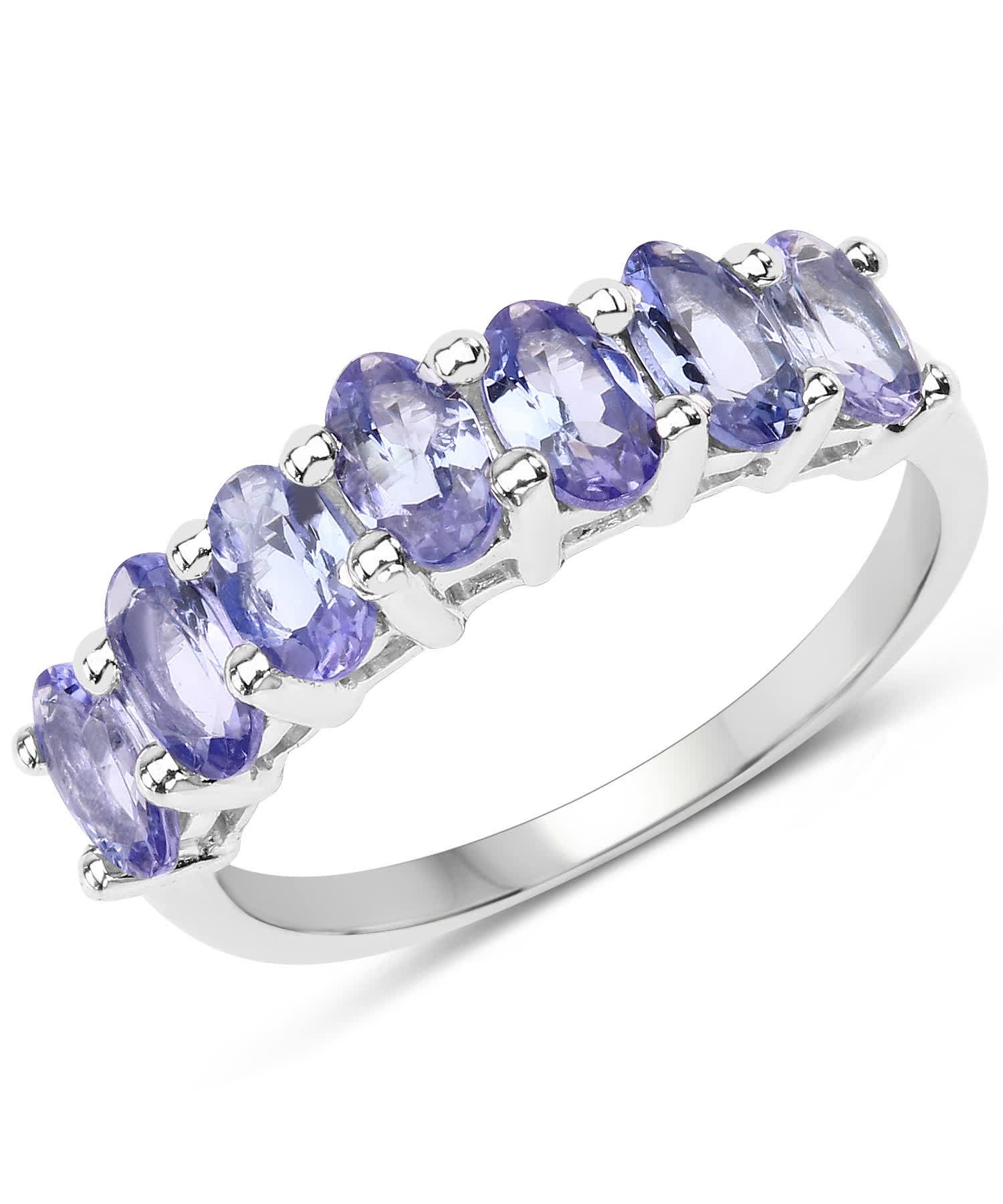 1.75ctw Natural Tanzanite Rhodium Plated 925 Sterling Silver Right Hand Ring View 1