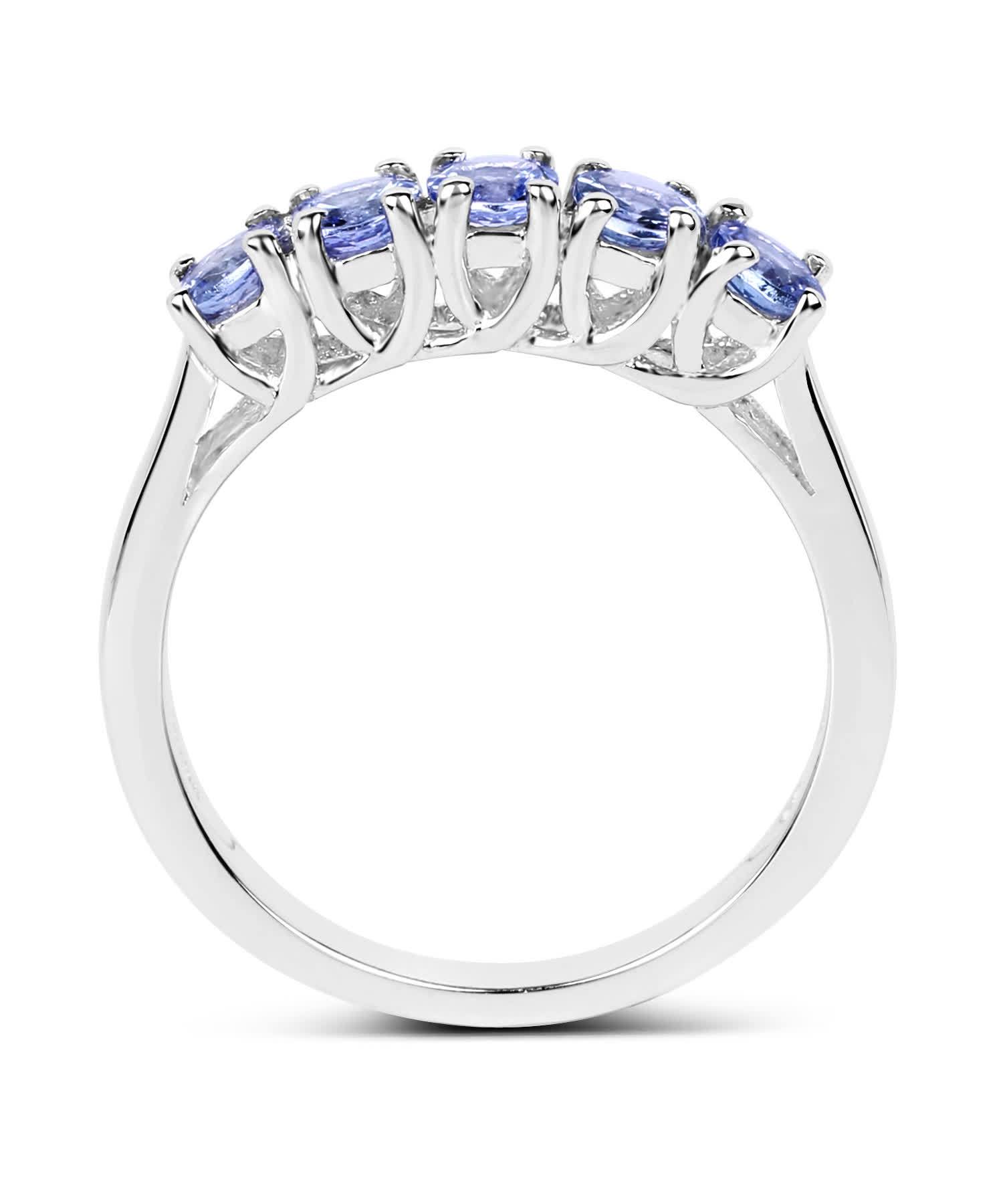 0.95ctw Natural Tanzanite Rhodium Plated 925 Sterling Silver Right Hand Ring View 2