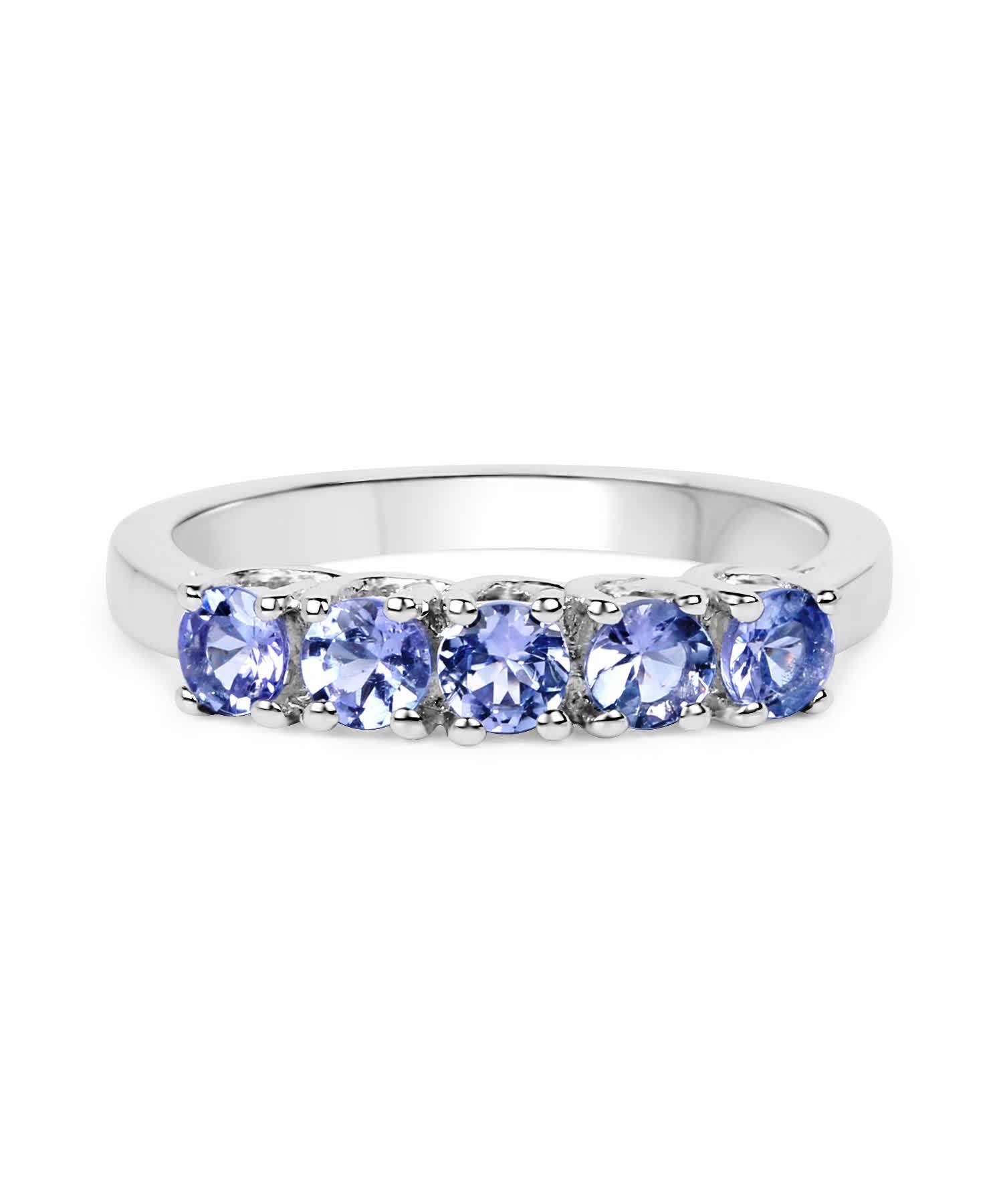 0.95ctw Natural Tanzanite Rhodium Plated 925 Sterling Silver Right Hand Ring View 3
