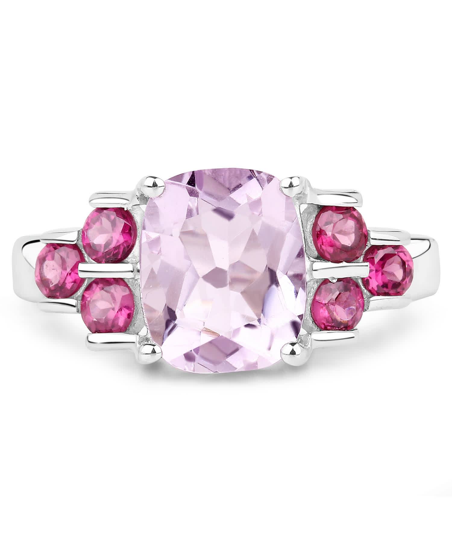 2.83ctw Natural Amethyst and Rhodolite Garnet Rhodium Plated 925 Sterling Silver Right Hand Ring View 3
