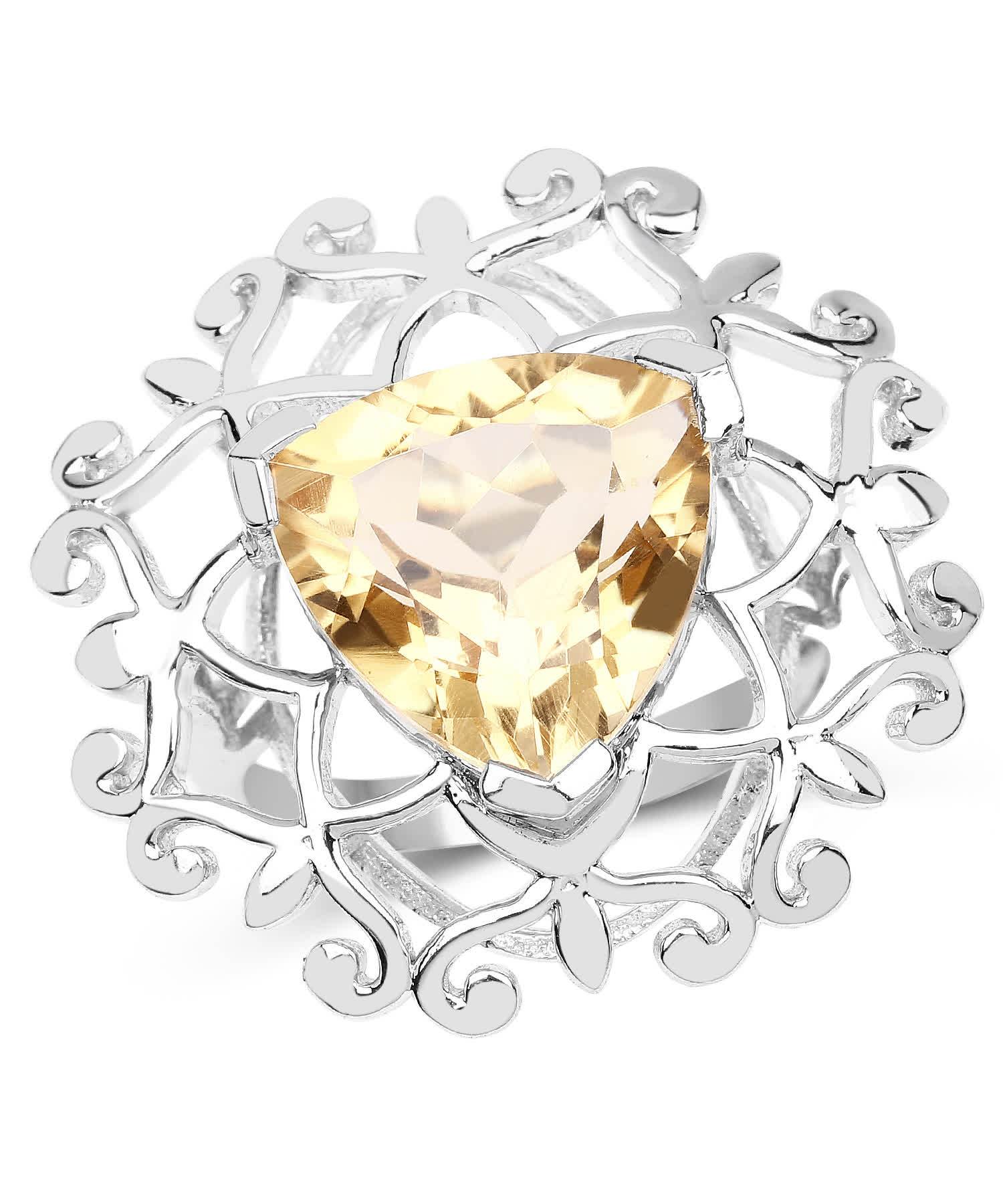 5.71ctw Natural Citrine Rhodium Plated 925 Sterling Silver Right Hand Ring View 1