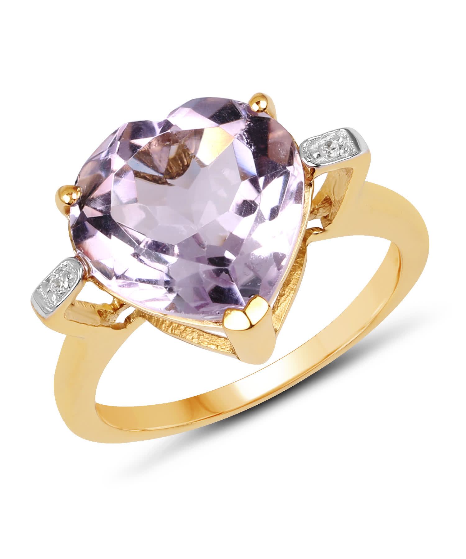 5.26ctw Natural Amethyst and Topaz 14k Gold Plated 925 Sterling Silver Heart Right Hand Ring View 1