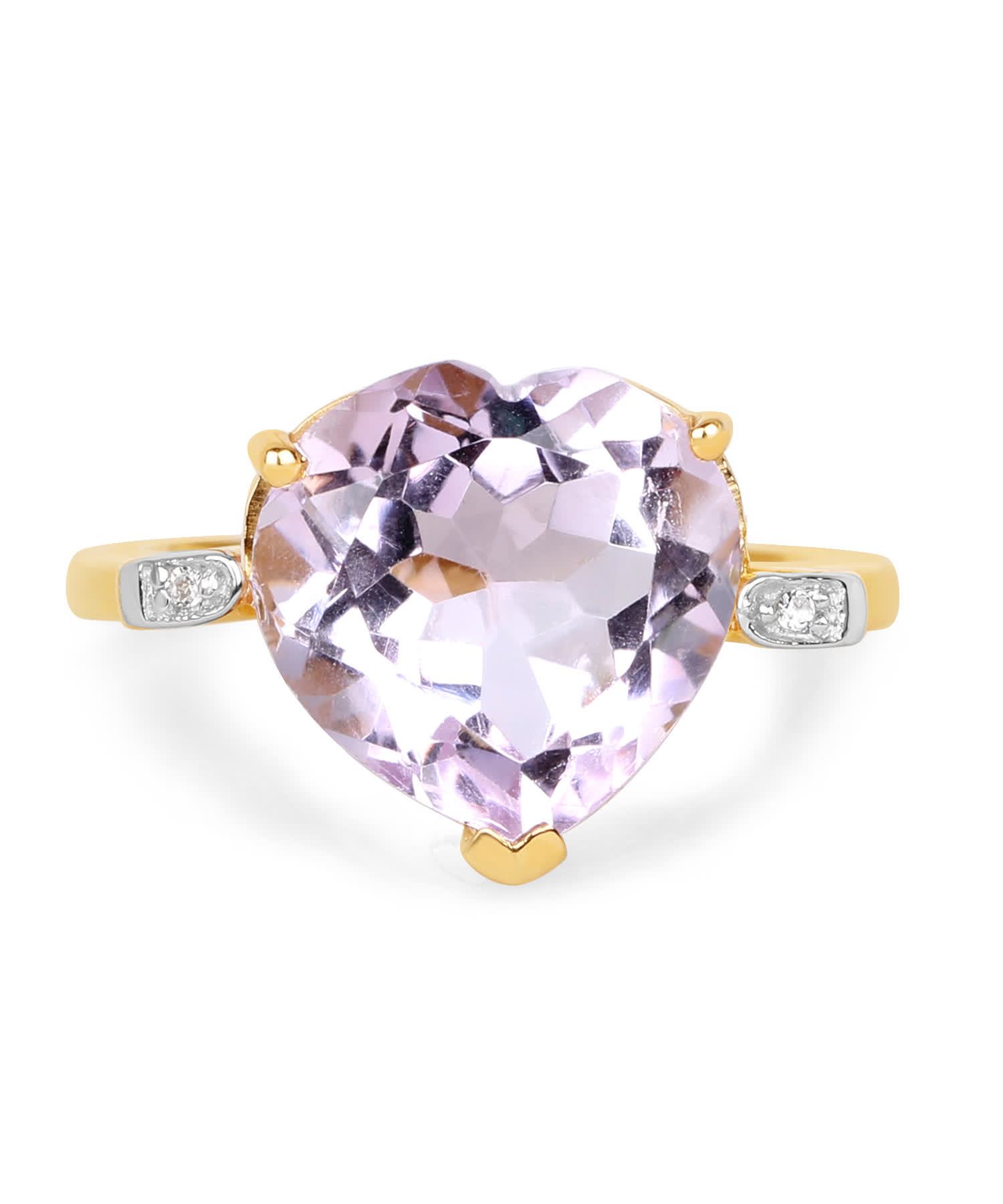 5.26ctw Natural Amethyst and Topaz 14k Gold Plated 925 Sterling Silver Heart Right Hand Ring View 3