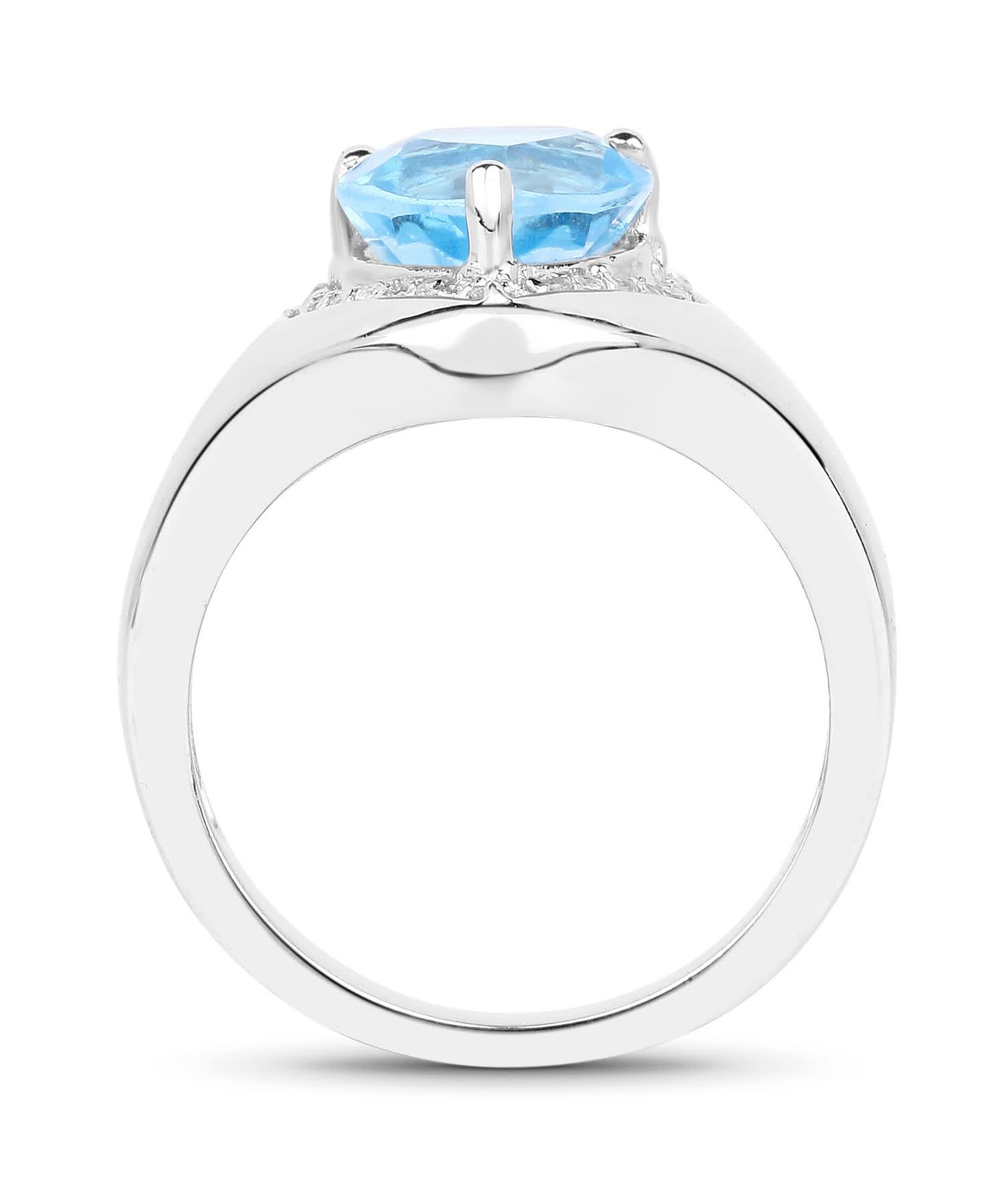 2.47ctw Natural Swiss Blue Topaz Rhodium Plated 925 Sterling Silver Heart Right Hand Ring View 2