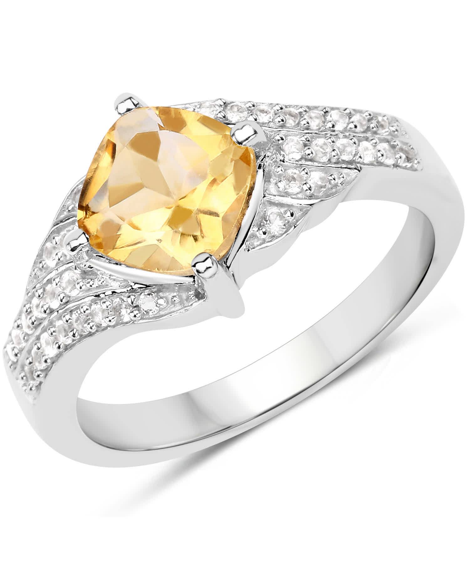 1.73ctw Natural Citrine and Topaz Rhodium Plated 925 Sterling Silver Ring View 1