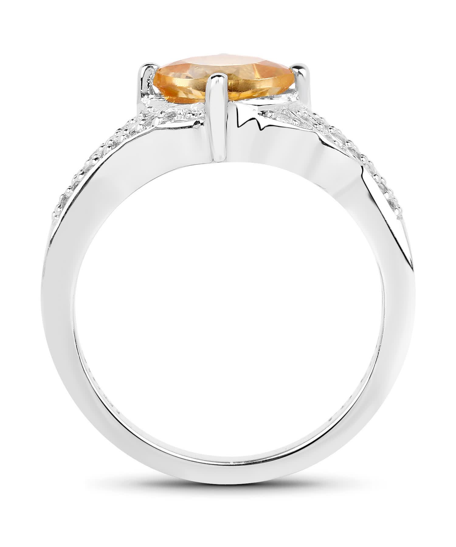 1.73ctw Natural Citrine and Topaz Rhodium Plated 925 Sterling Silver Ring View 2