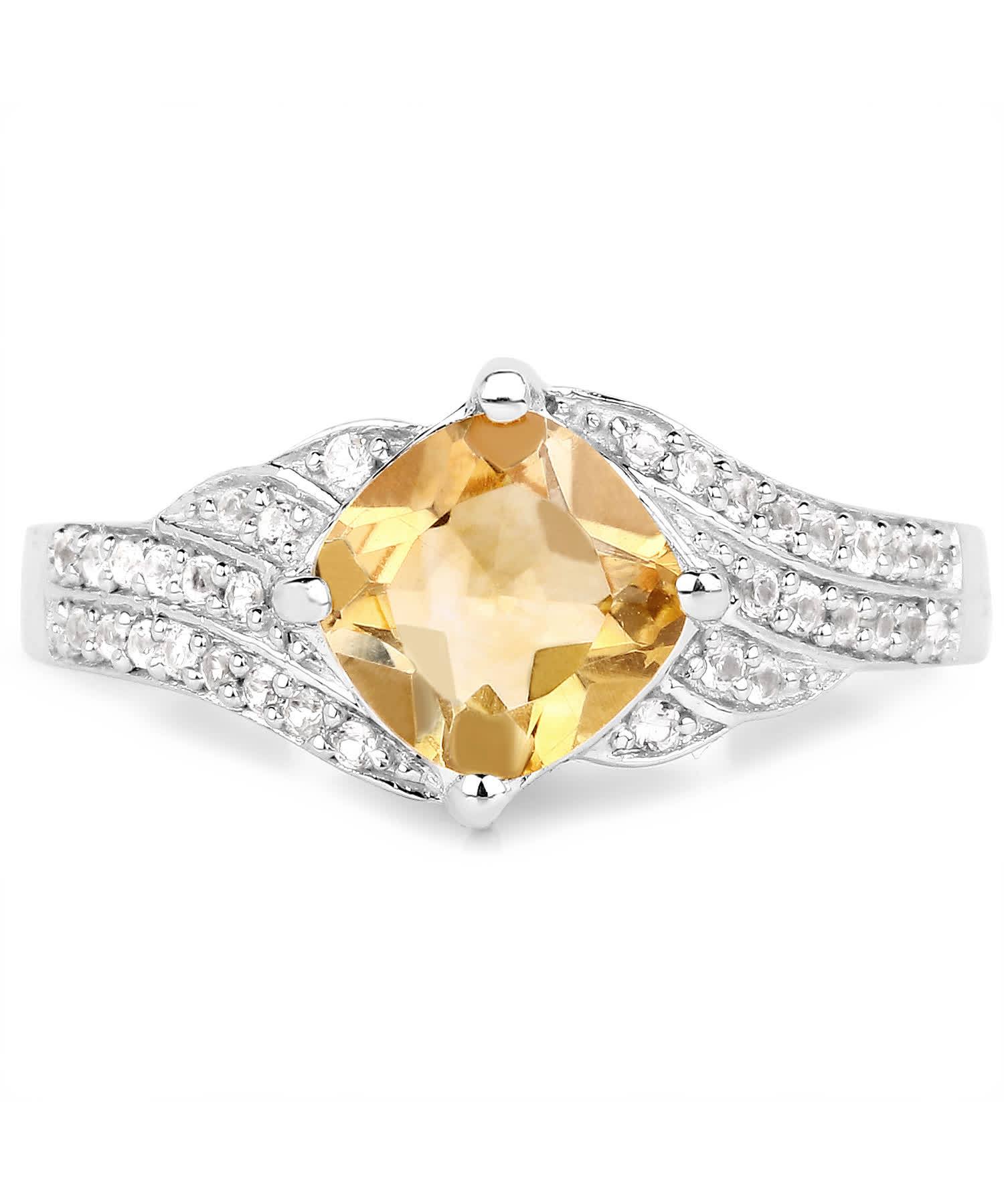 1.73ctw Natural Citrine and Topaz Rhodium Plated 925 Sterling Silver Ring View 3