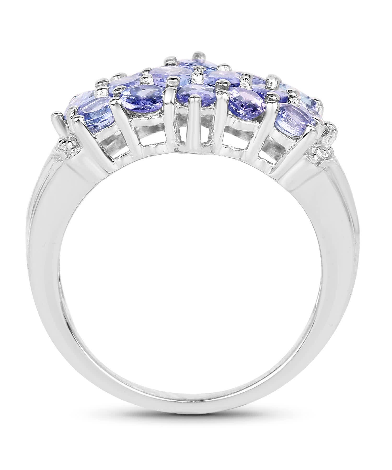 3.08ctw Natural Tanzanite Rhodium Plated 925 Sterling Silver Right Hand Ring View 2