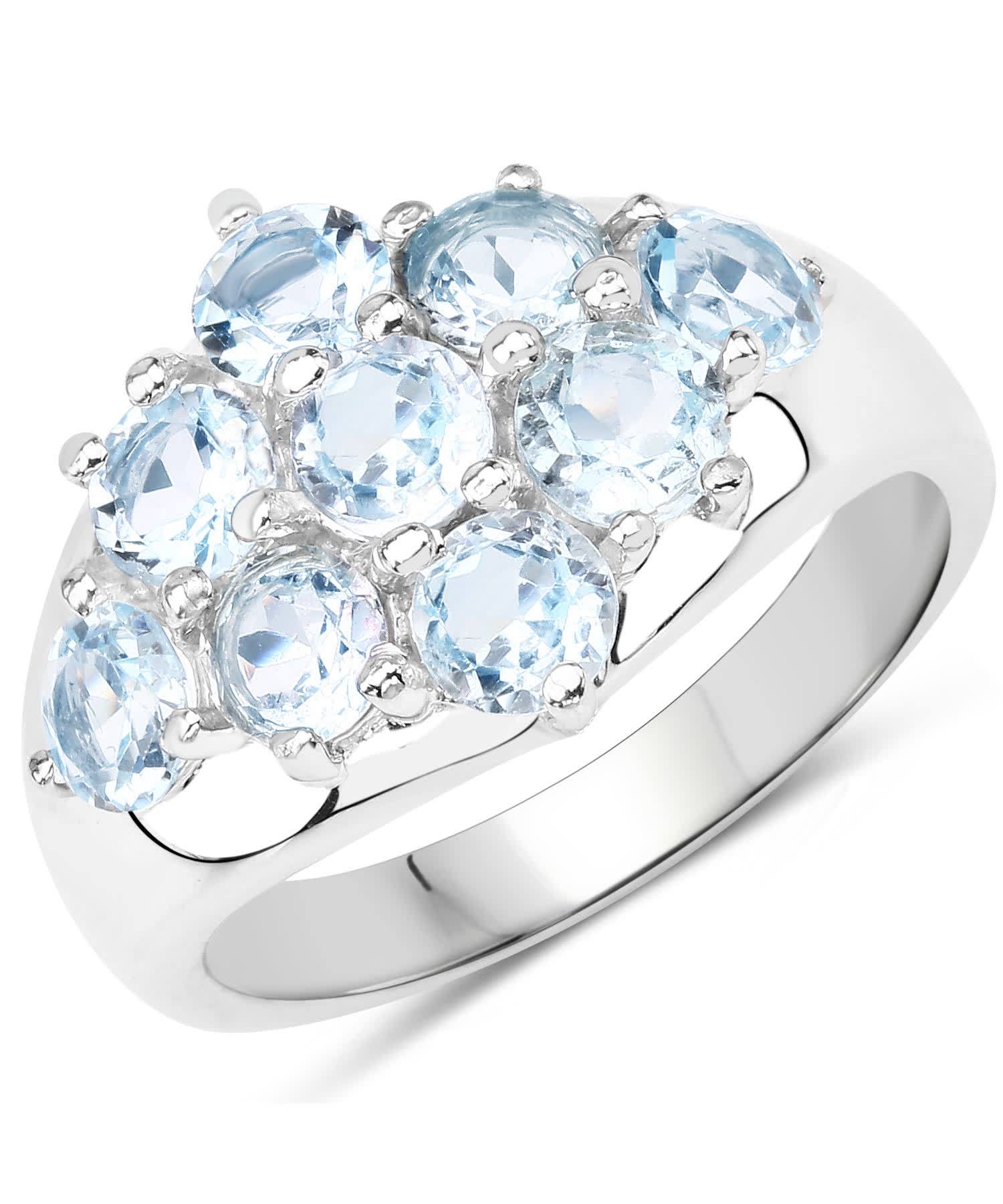 2.88ctw Natural Sky Blue Topaz Rhodium Plated 925 Sterling Silver Right Hand Ring View 1